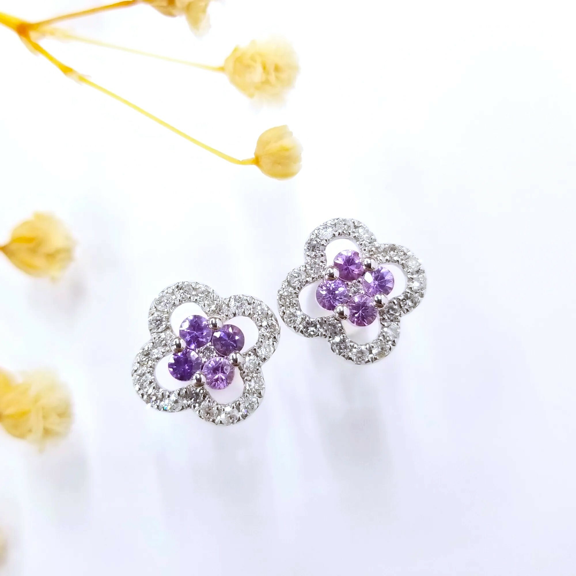 18K White Gold 0.43ct Sapphire Earrings