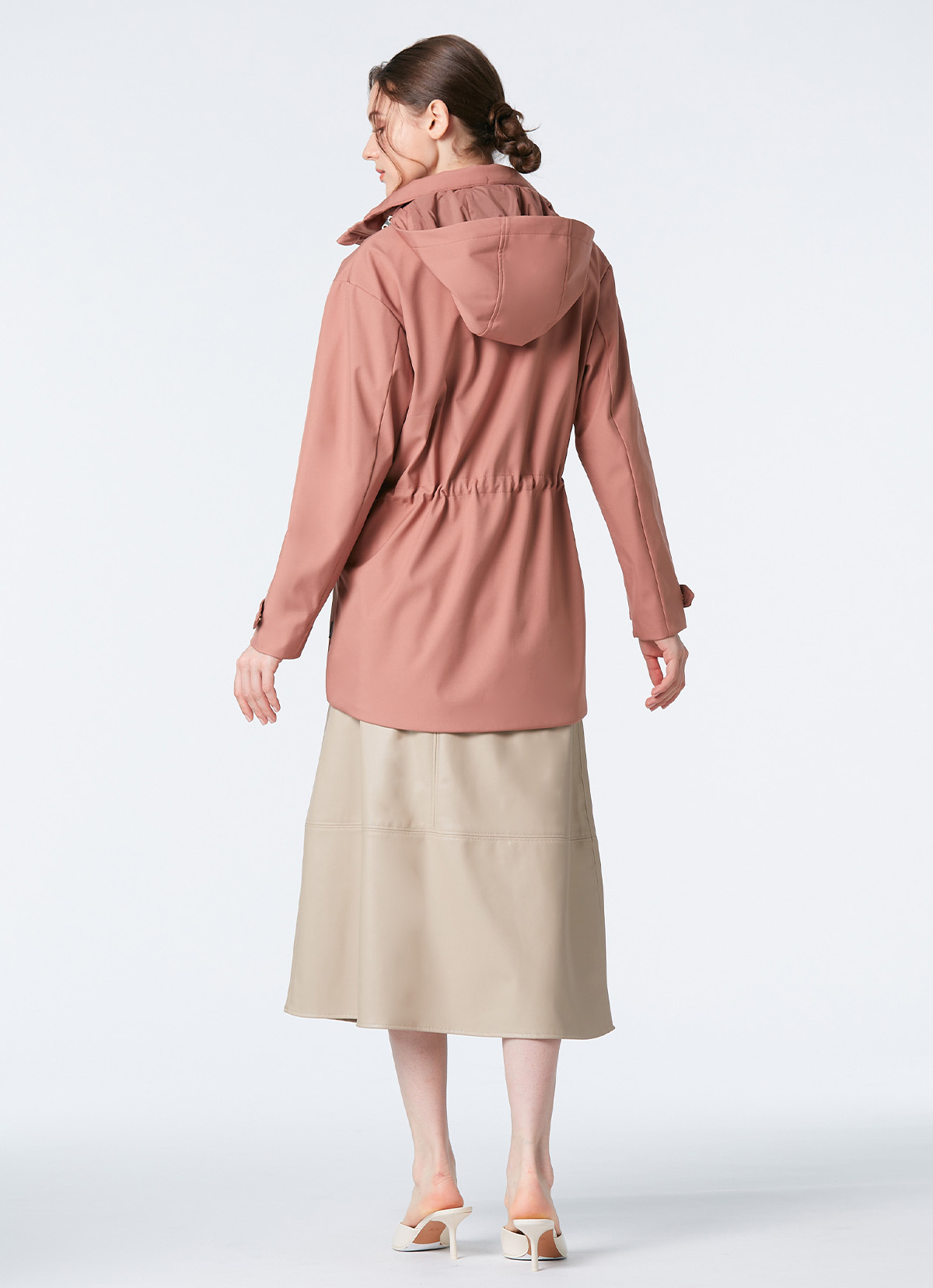 石墨烯蓄暖英式連帽風衣-2441WJ-淡摩卡