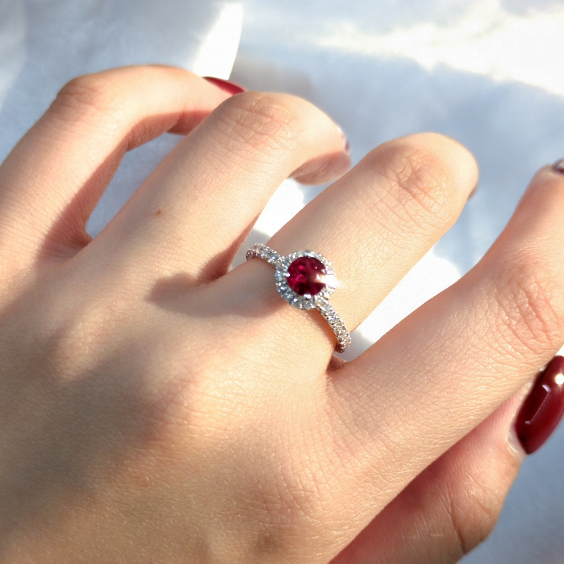18K White Gold 0.72ct Ruby and Diamond Ring