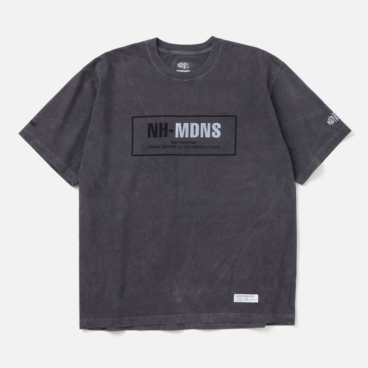 -(B3e02)-NEIGHBORHOOD NH X MADNESS . TEE SS-1 LOGO 短Ｔ 聯名 余文樂 水洗 橄欖綠/水洗黑-242PCMDN-ST01S