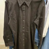 [S] CALVIN KLEIN SCULPT BUTTON-DOWN SHIRT DRESS,BLACK, SP47600276-40WK854001 (SCK628)