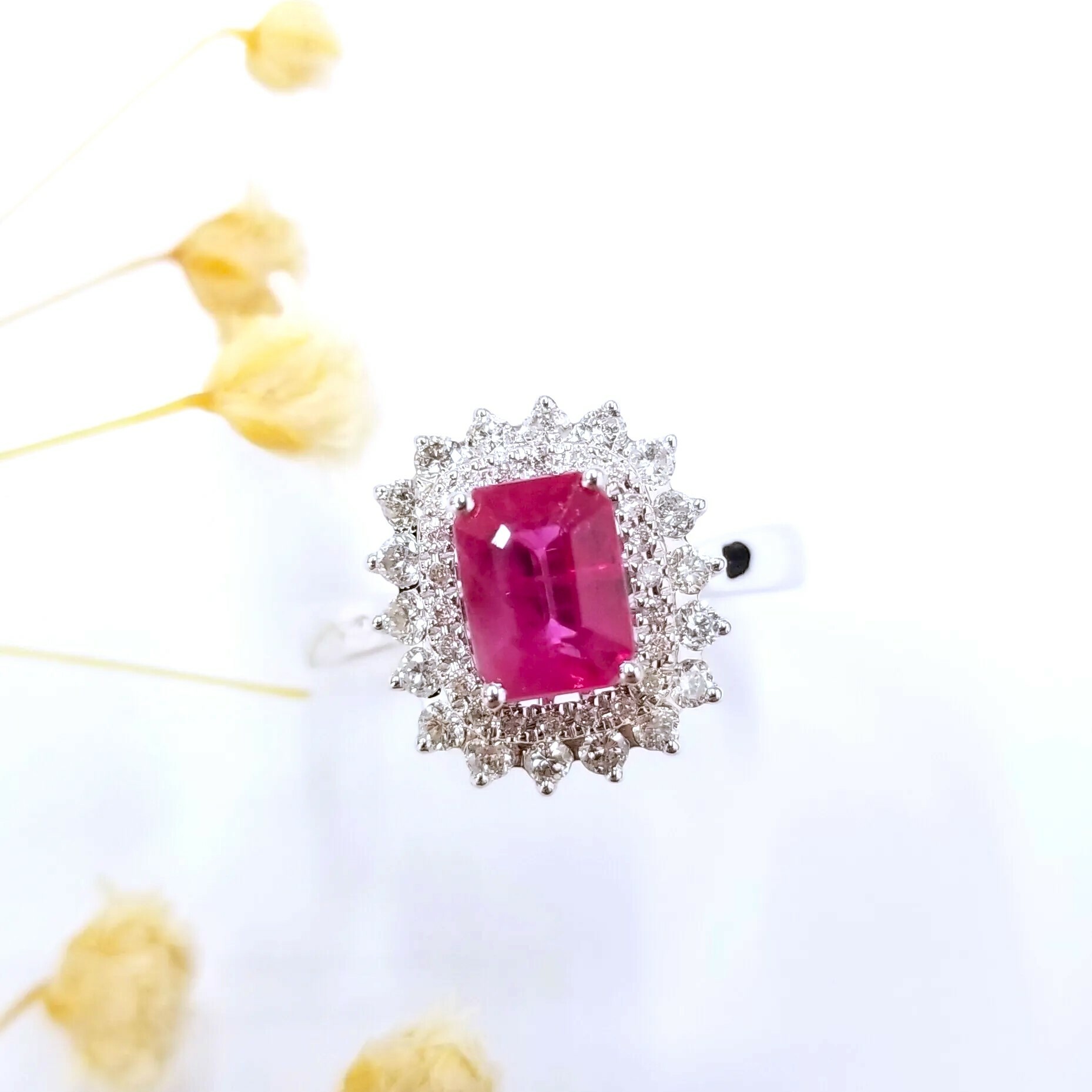 18K White Gold 1.16ct Ruby and Diamond Ring