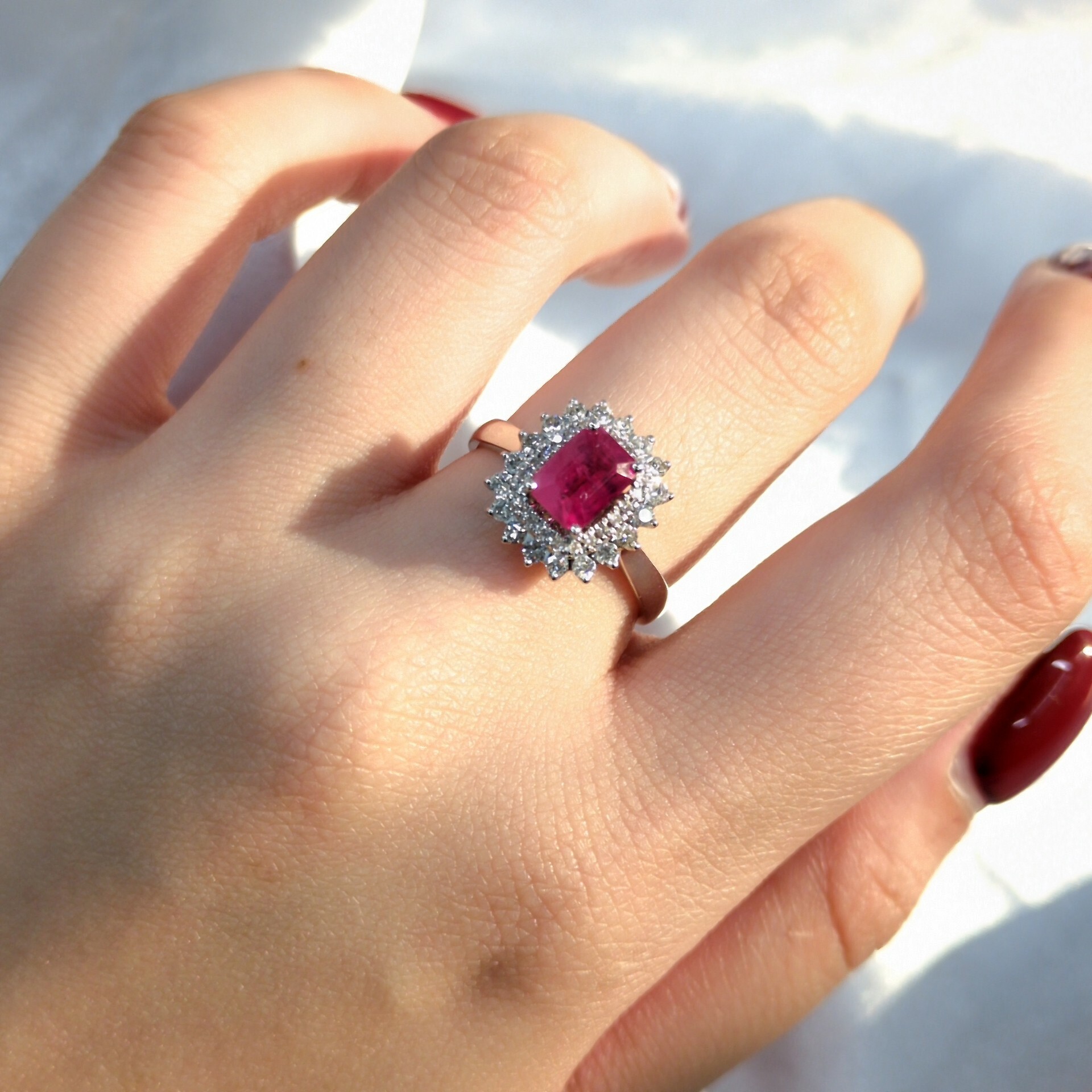 18K White Gold 1.16ct Ruby and Diamond Ring