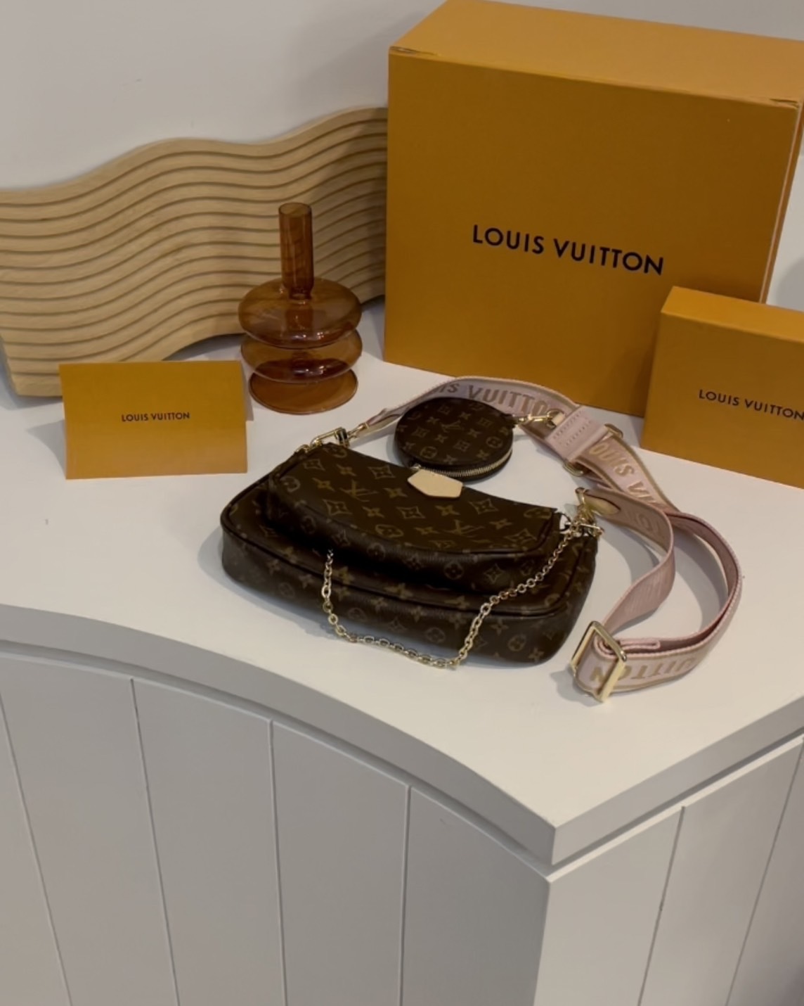 LV｜五合一 粉紅背帶