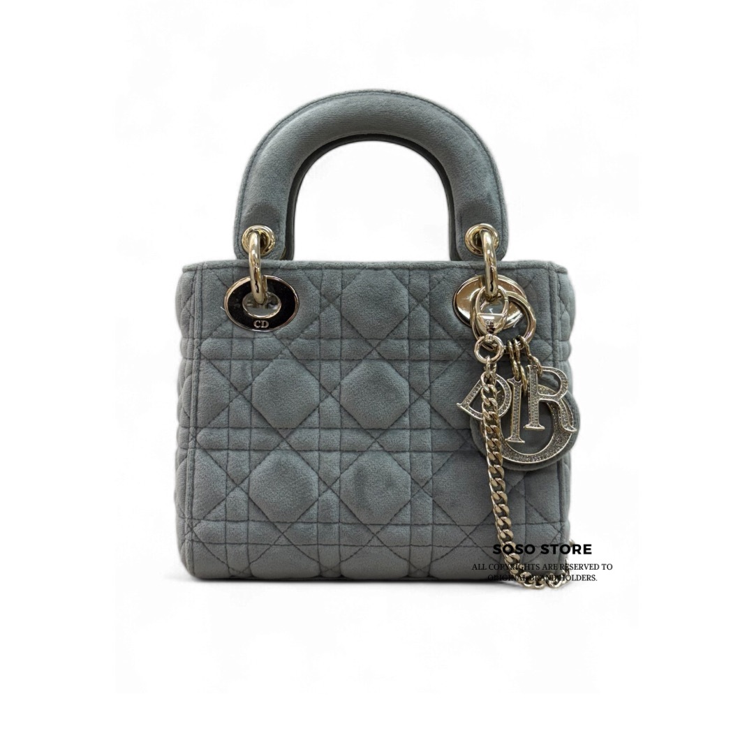 Dior Lady Dior Mini - Grey / Ghw