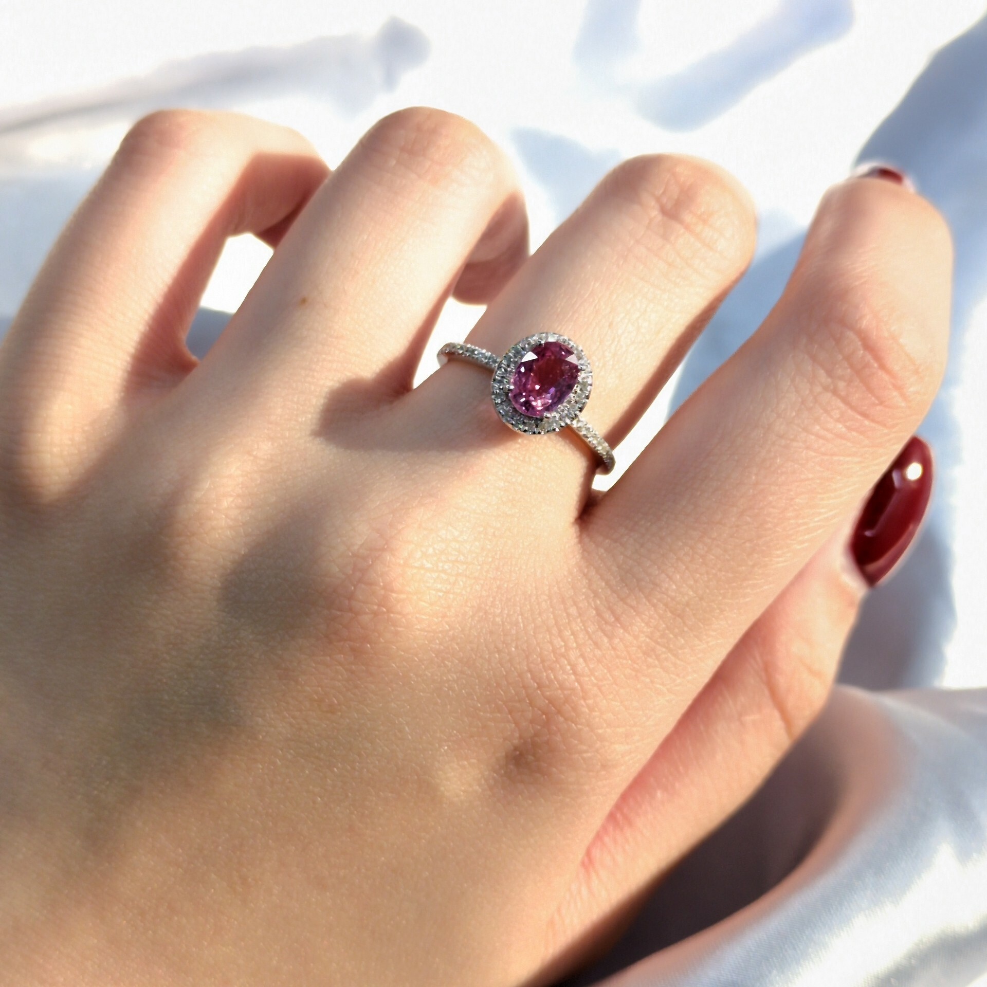 18K White Gold 1.00ct Sapphire and Diamond Ring