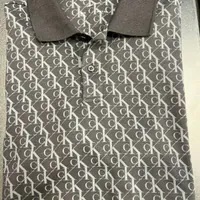 [S] CALVIN KLEIN LIQUID TOUCH MONOGRAM LOGO PRINT POLO SHIRT,BLACK, SP40595095-40237BP001 (SCK641)