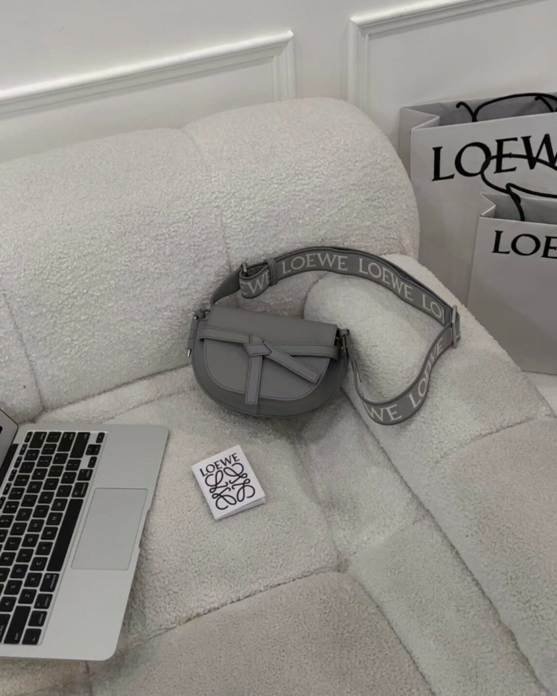 LOEWE｜GATE DUAL 迷你馬鞍包 珍珠灰