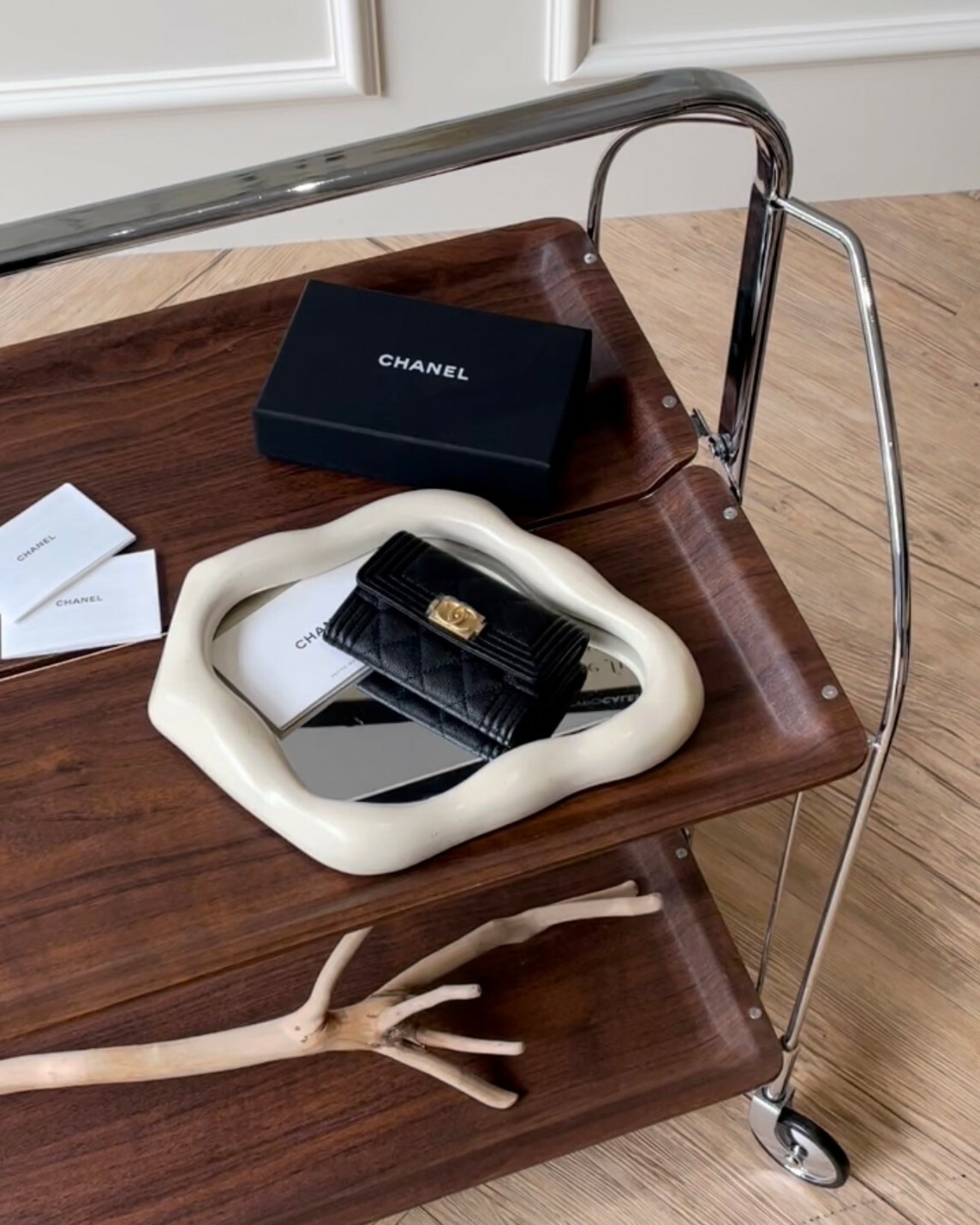 CHANEL｜BOY 掀蓋單層零錢卡包 黑金