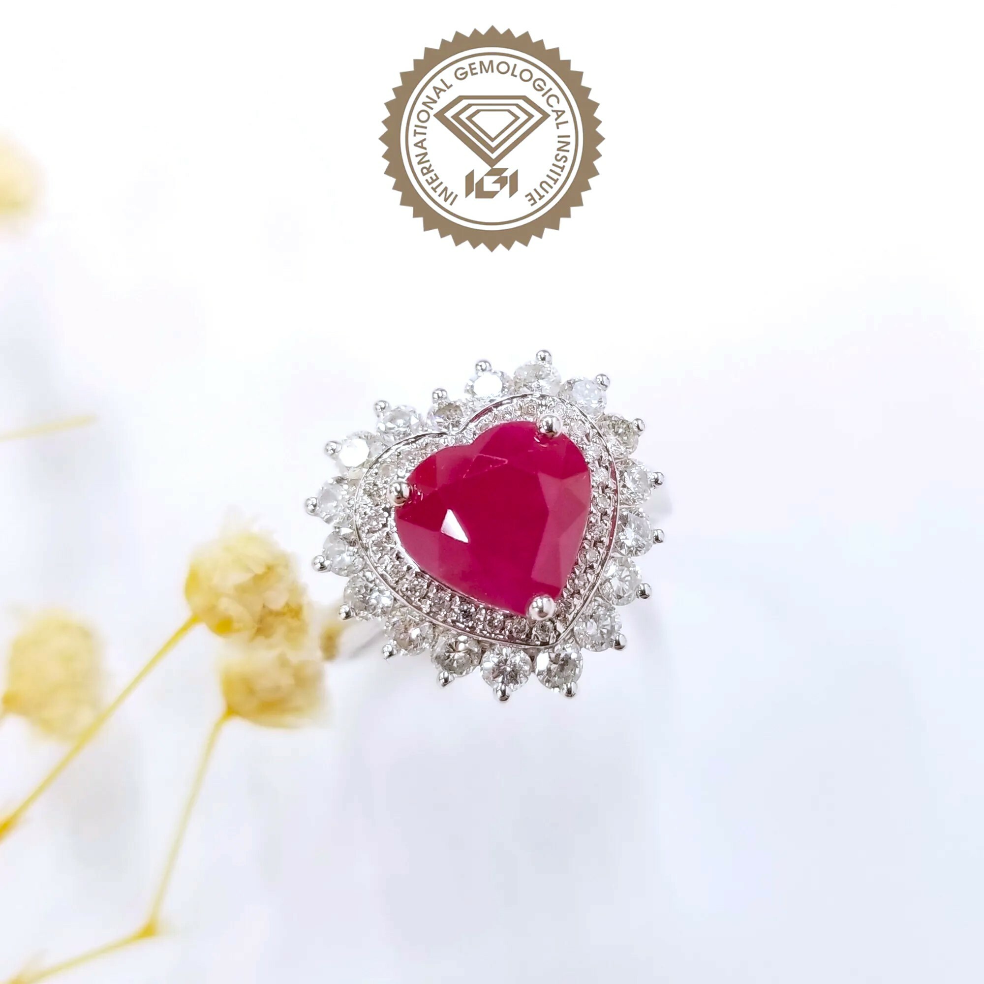 18K White Gold 2.98ct Ruby and Diamond Ring