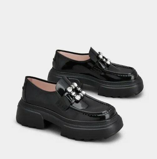 SRV08001 ROGER VIVIER Wallaviv鑽扣皮革樂福鞋黑色 #RVW71036400MRKB999 (E)