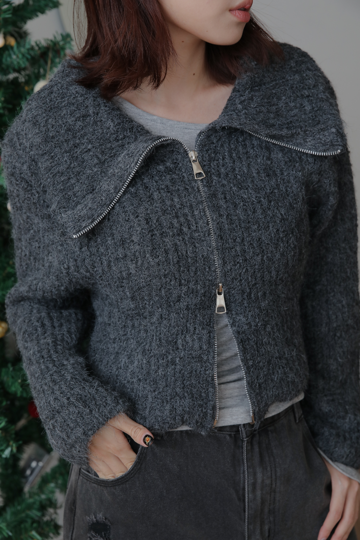 Collar Zip Up Knit #罩衫