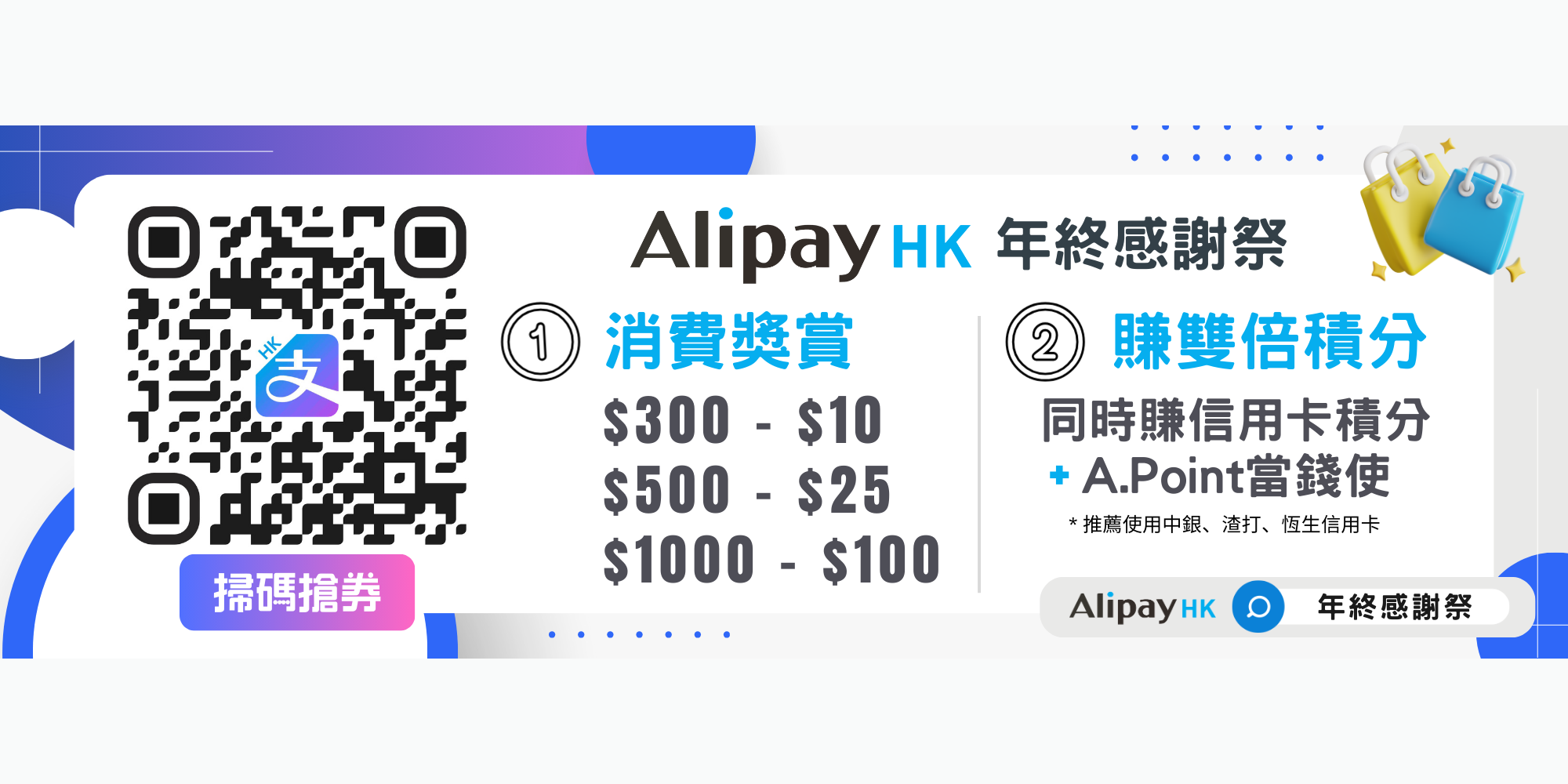 Alipay HK 年終感謝祭 每日搶高達HK$100禮券
