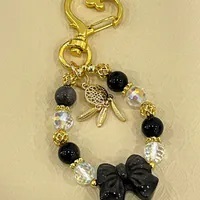 [S] GEMZ & CO ZBB OBSIDIAN RIBBON BAG CHARM, Y366 (Y366)