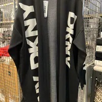 [S] DKNY OVERSIZED LOGO CARDIGAN,BLK/IVORY, P4MXAJ95-BLI (SD1141)