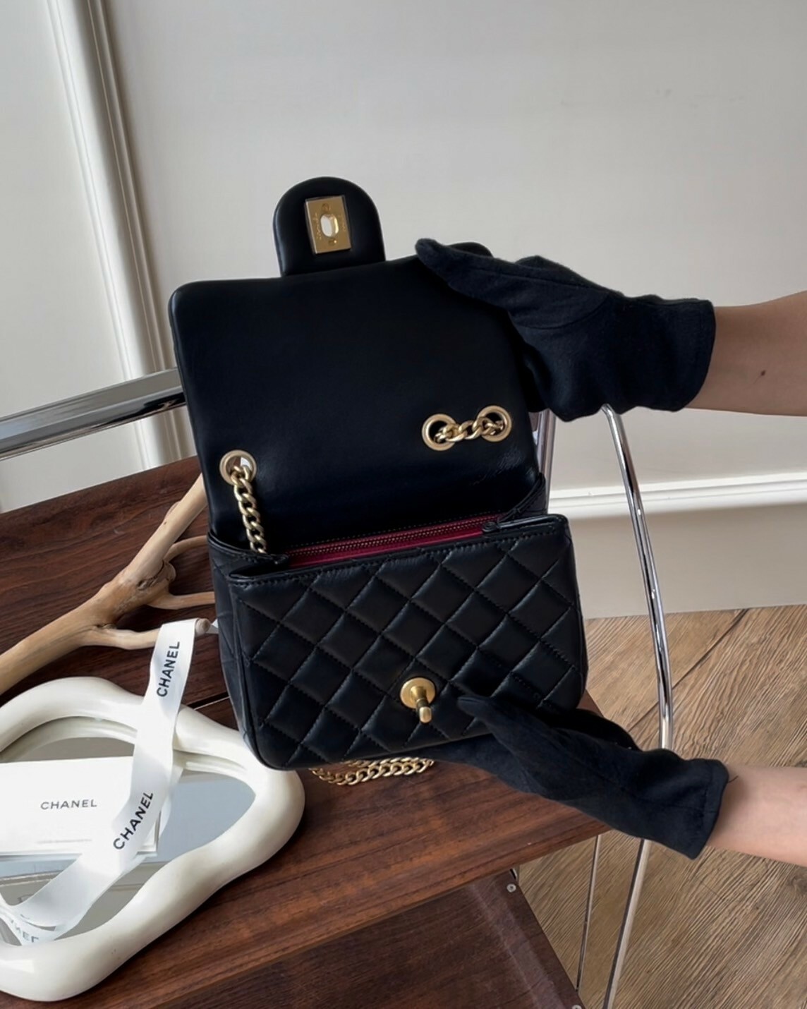 CHANEL｜CF17 山茶花調節扣方胖 黑色