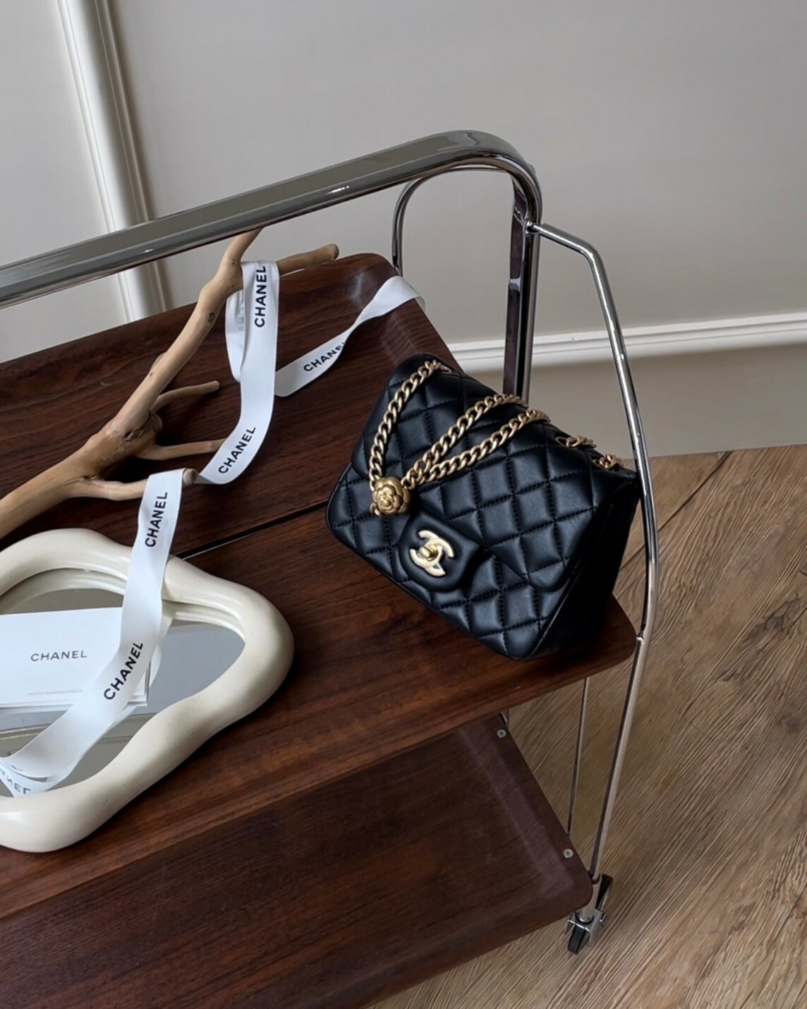 CHANEL｜CF17 山茶花調節扣方胖 黑色