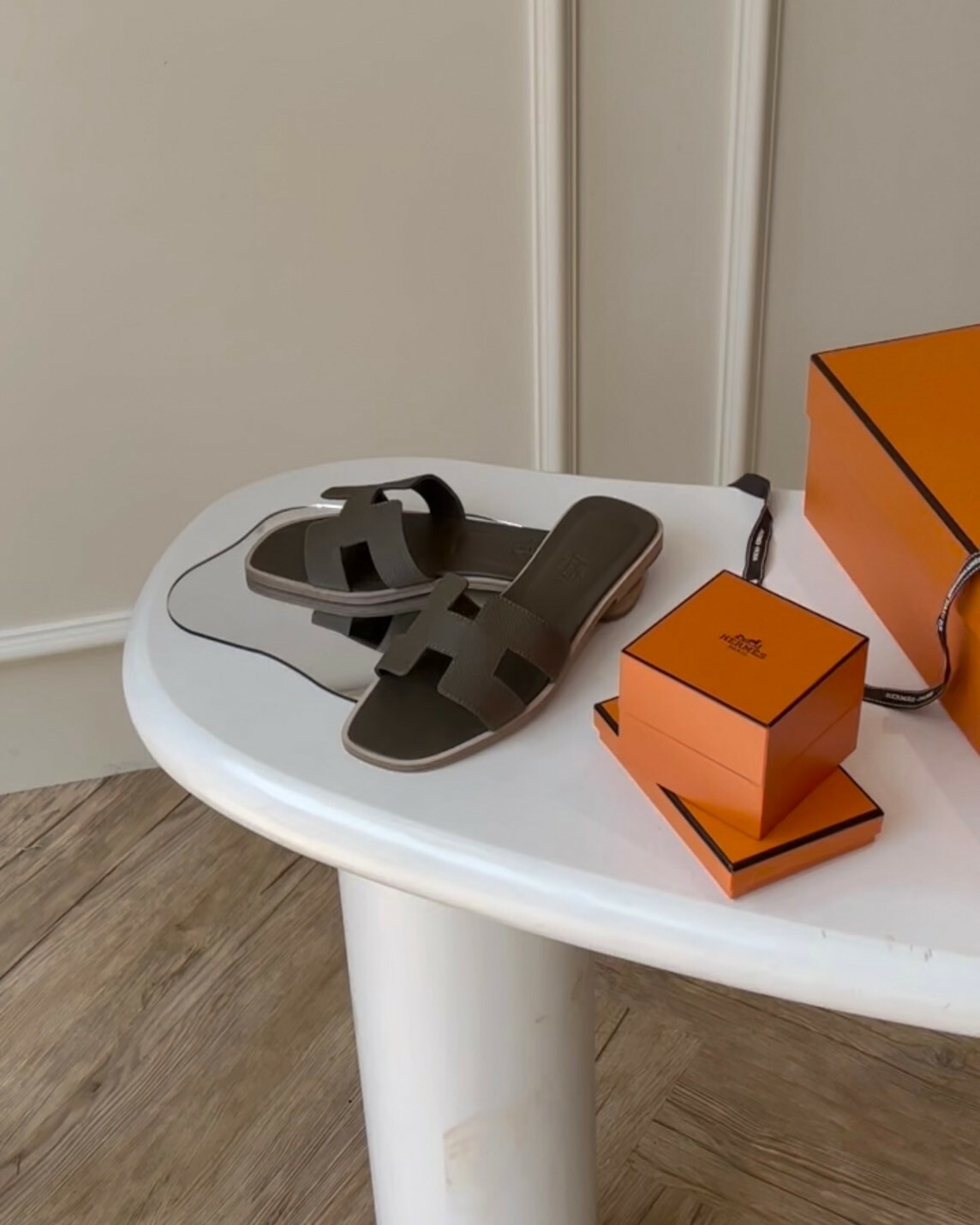 HERMES｜ORAN H 拖鞋 大象灰