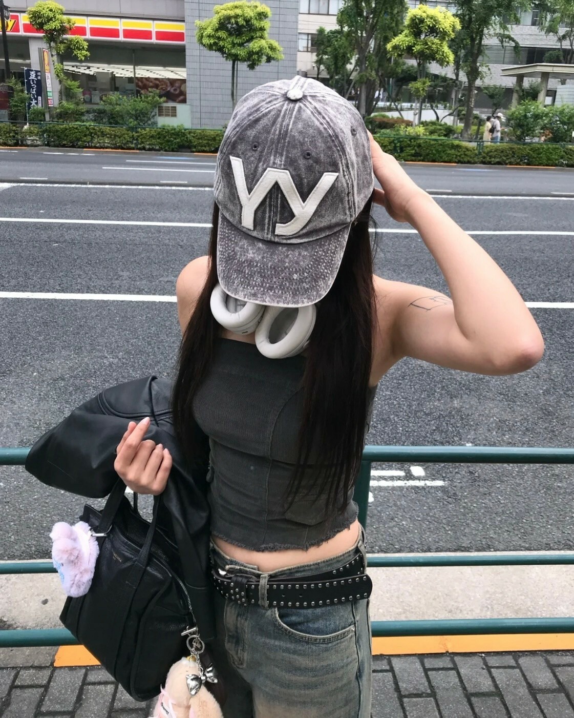 Open Yy YY COTTON BALL CAP 刺繡水洗鴨舌帽 灰棕色