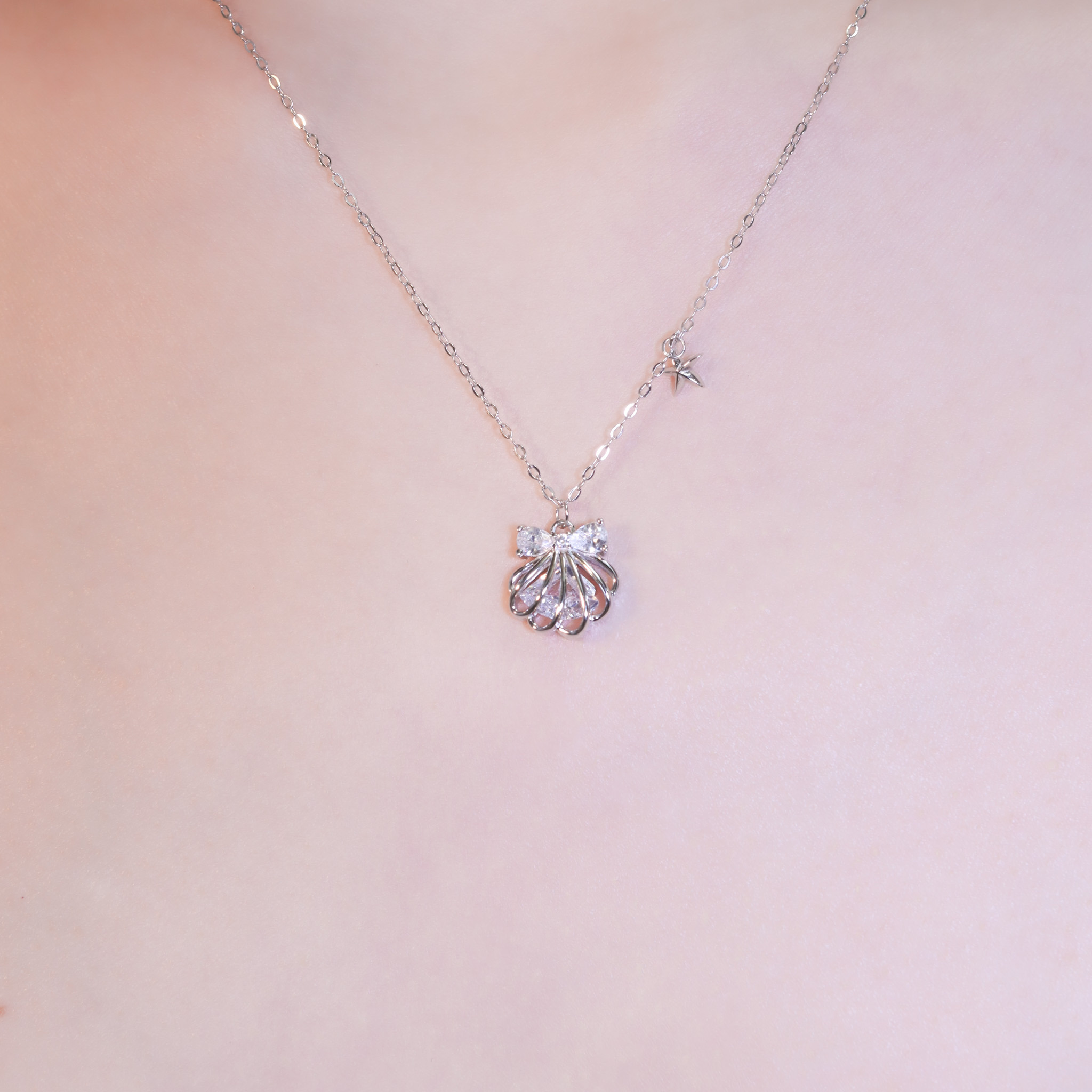 | 925純銀・白金 | 裝載幸福貝殼項鍊 | NE1163 |