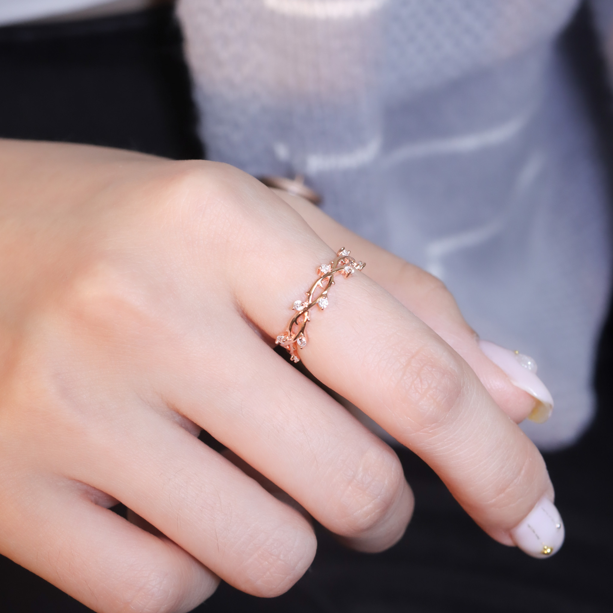 | 999足銀・白金・玫瑰金 | 漫叢林雙層戒指 （銀/玫瑰金）  | RI0772 |