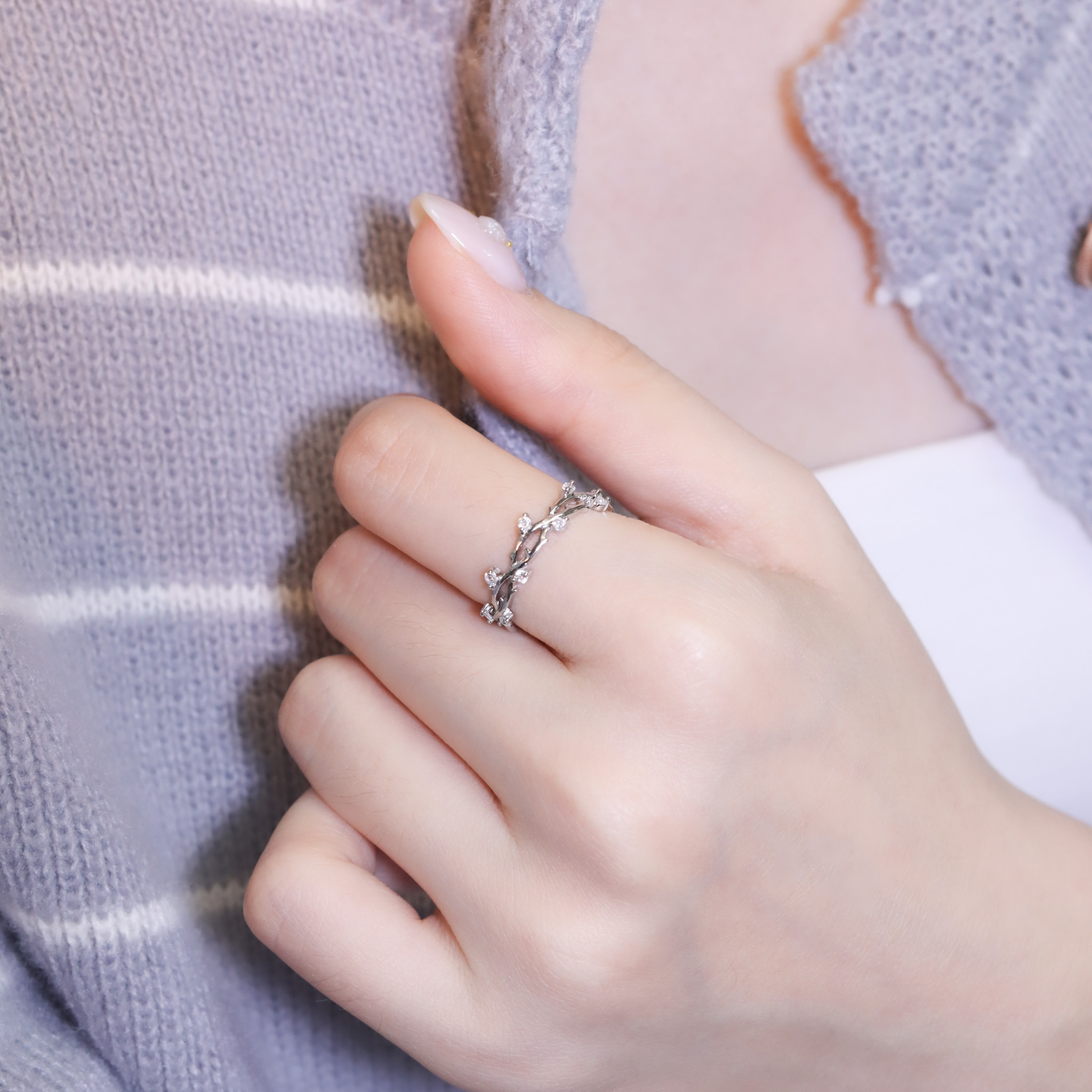 | 999足銀・白金・玫瑰金 | 漫叢林雙層戒指 （銀/玫瑰金）  | RI0772 |