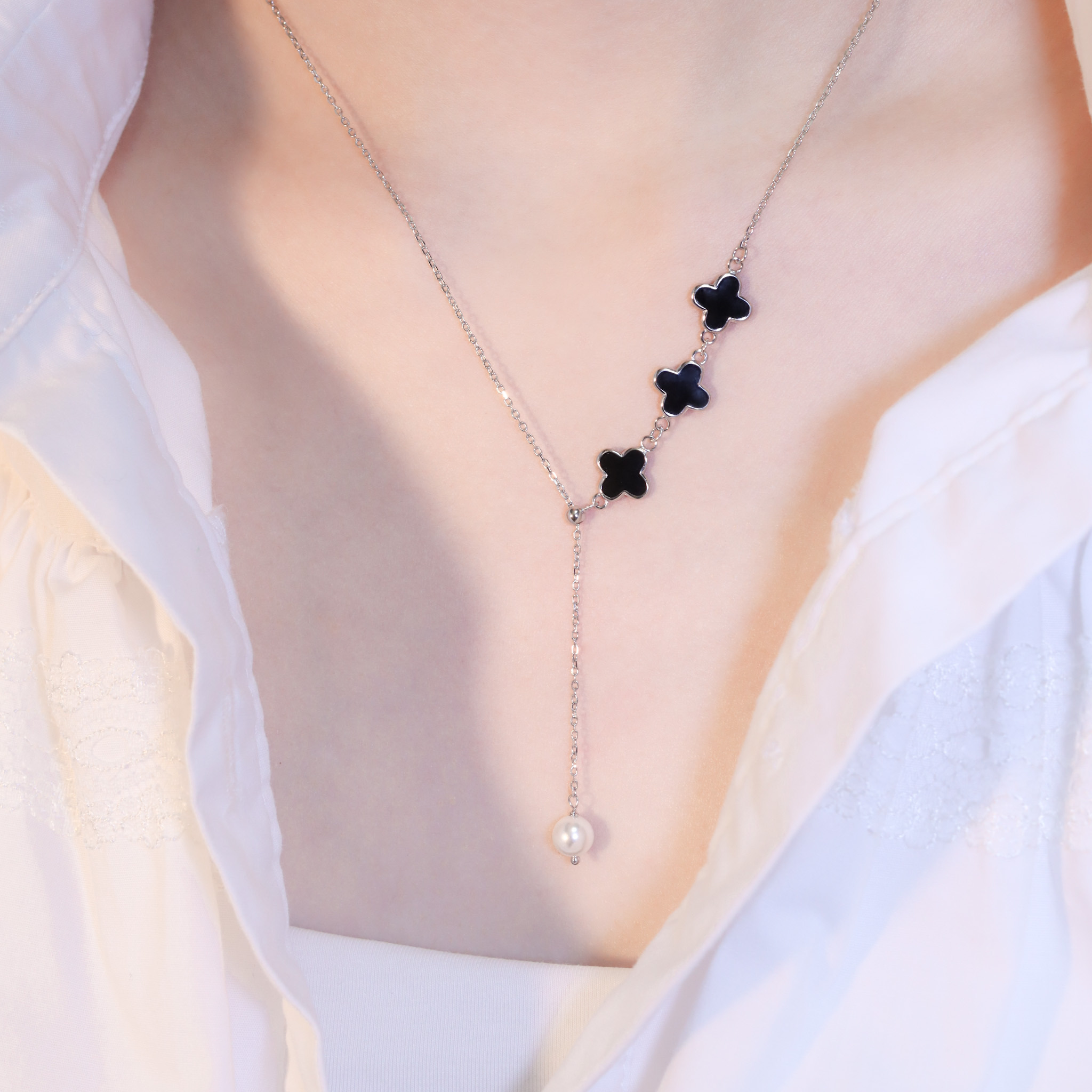 | 925純銀・厚鍍白金・珍珠 | 珍貴的幸福項鍊 | NE1257 |