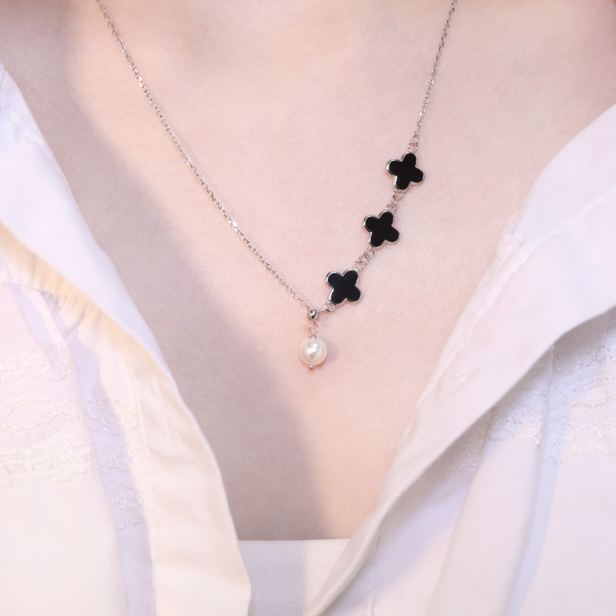 | 925純銀・厚鍍白金・珍珠 | 珍貴的幸福項鍊 | NE1257 |