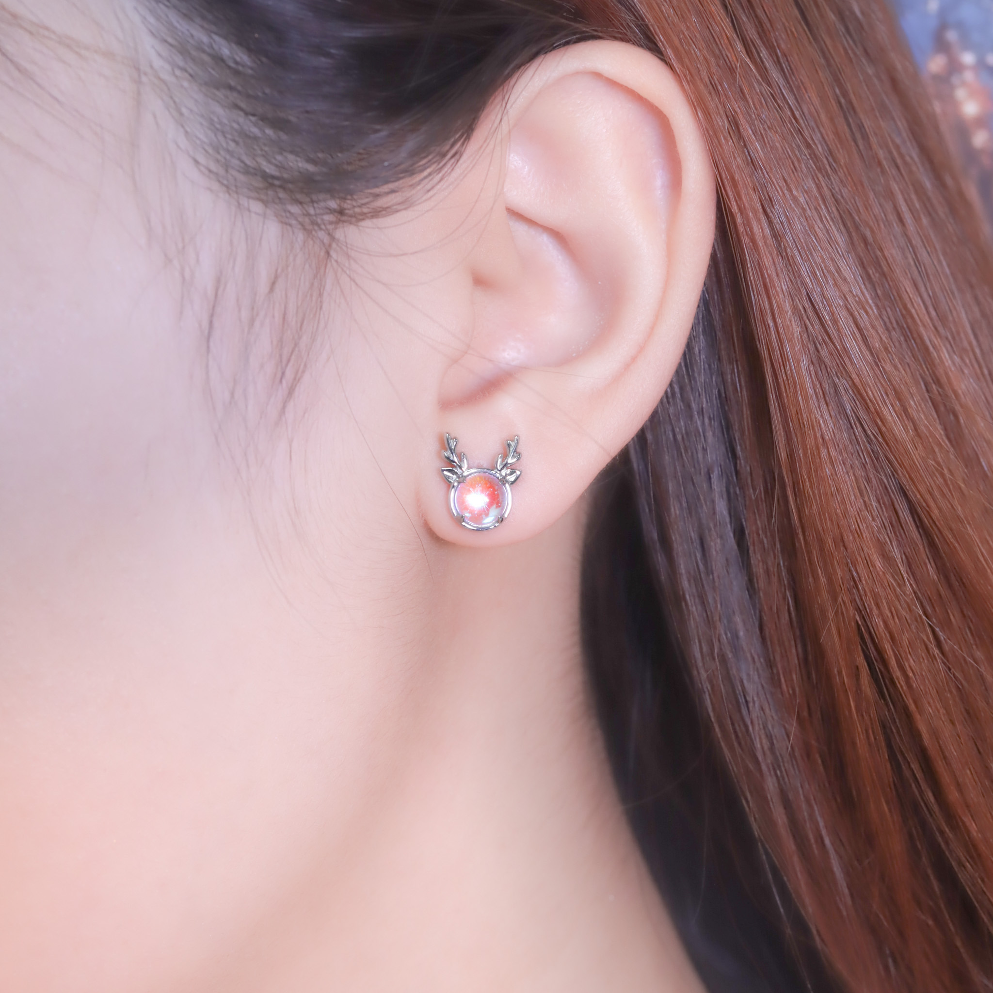 | 925純銀・琉璃 | 漫藍麋鹿趣耳環 | EA0880 |