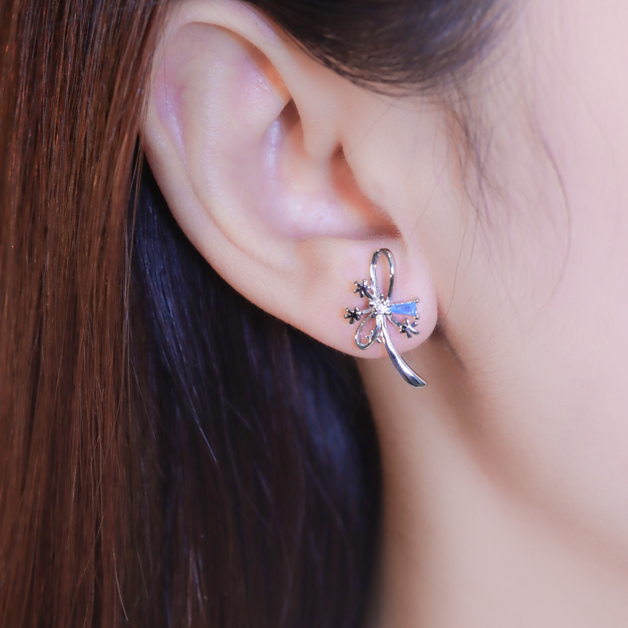 | 925純銀 | 漫藍雪花結耳環  | EA0881 |