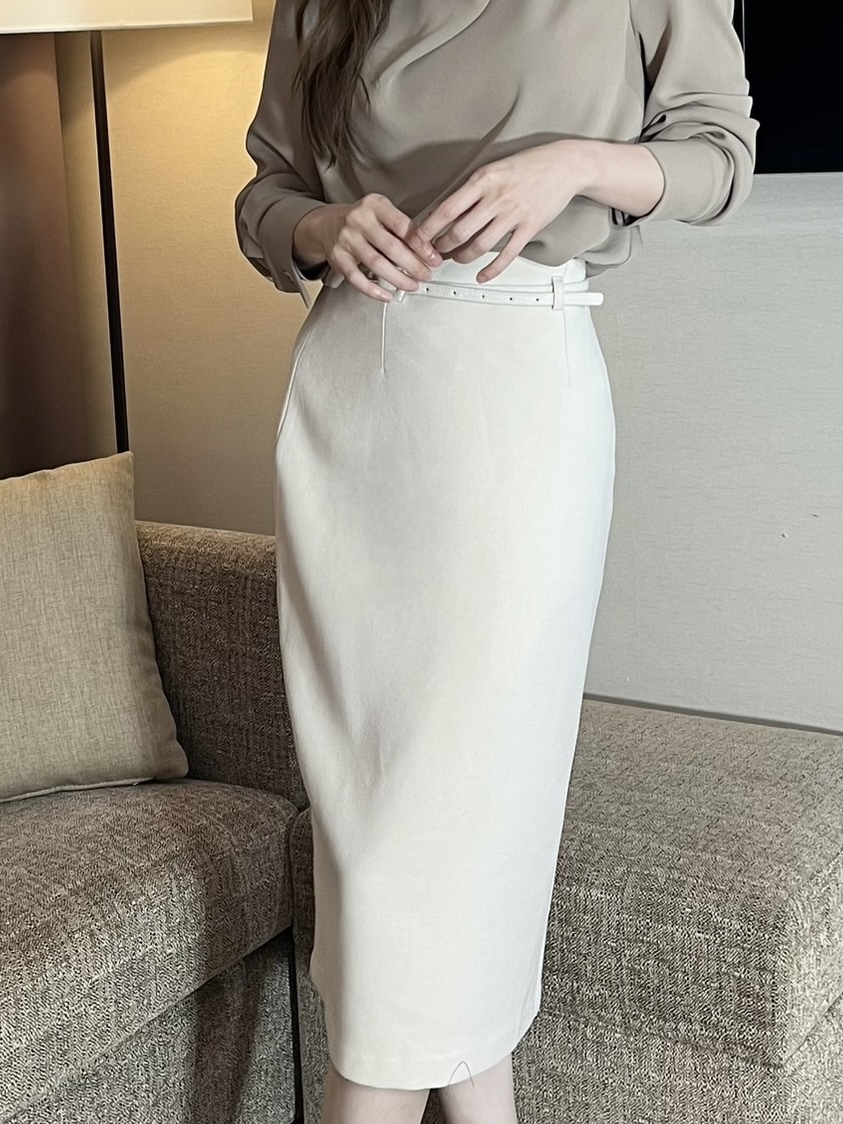 顯瘦腰帶窄裙(秋冬-薄刷絨)