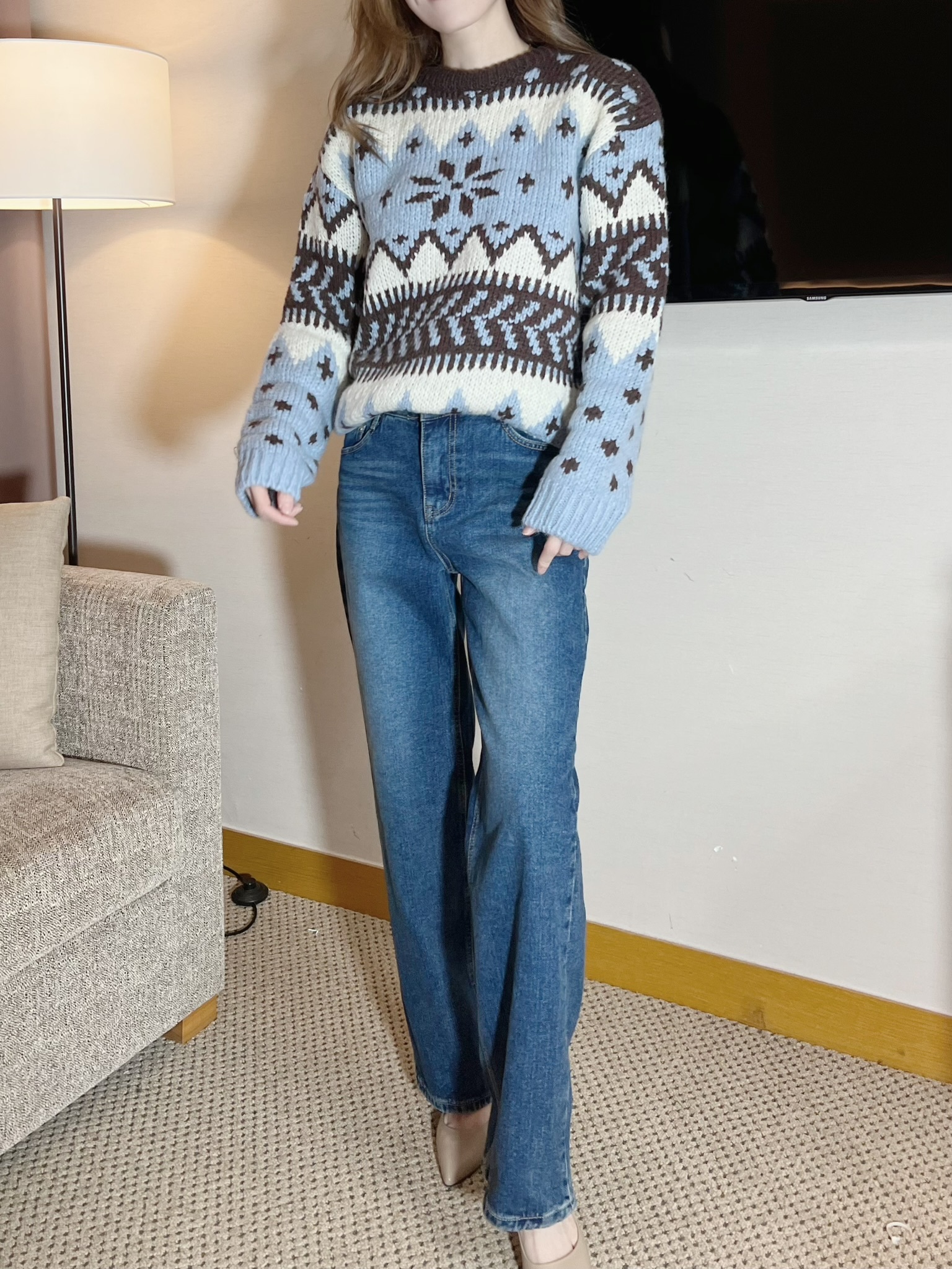 雪花隨風飄!羊駝毛衣