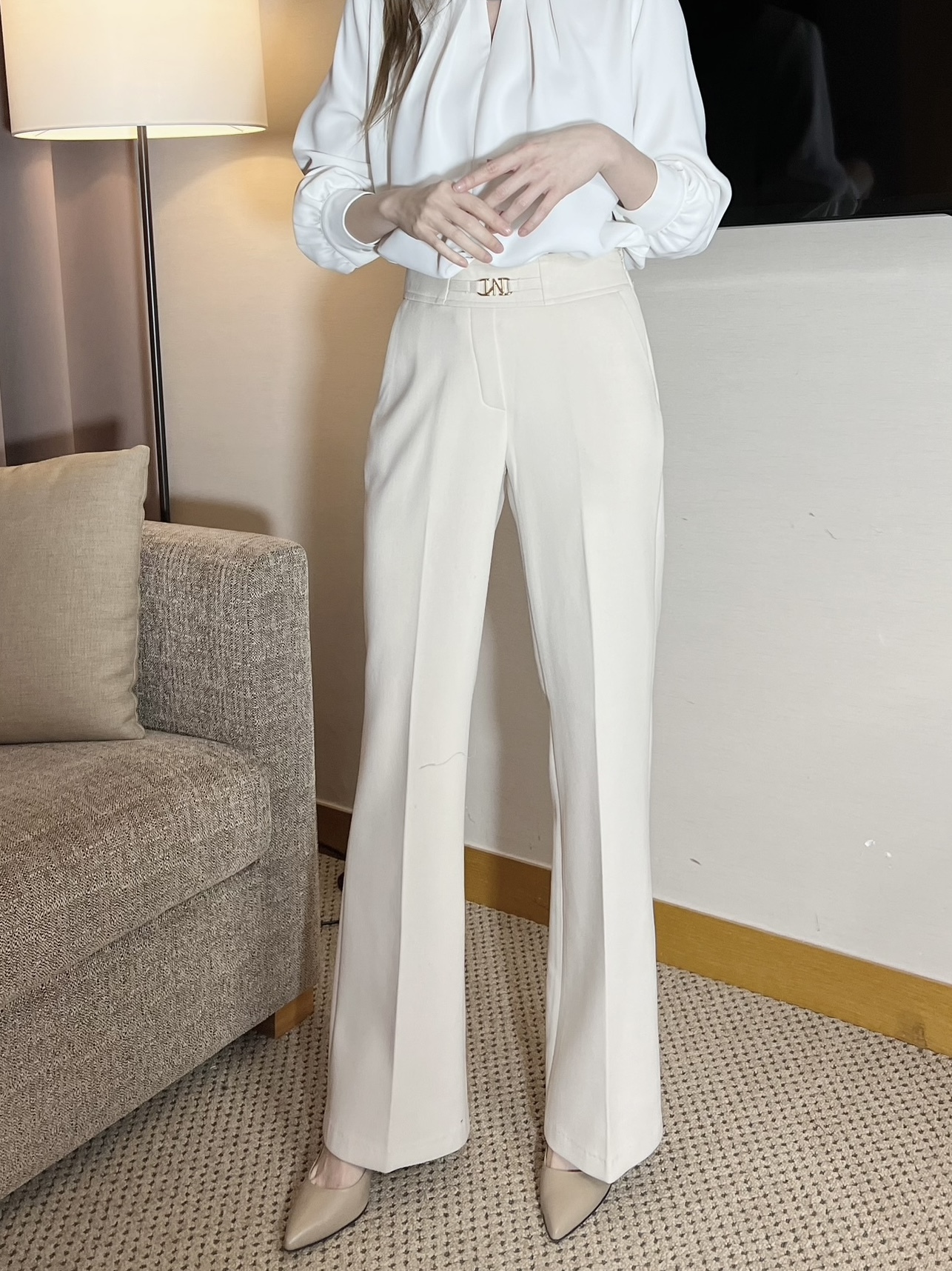 金腰帶刷絨經典西褲