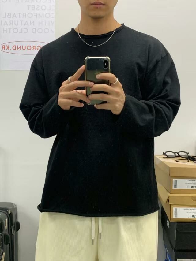 淨色破邊長袖衫 T5624