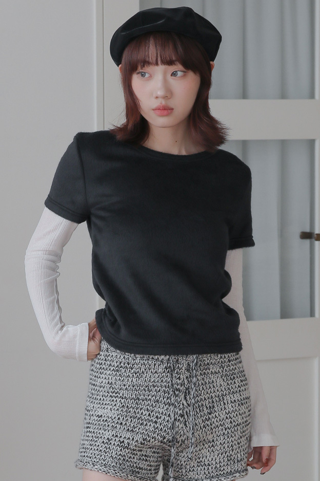 Fur Layered Tee #上衣