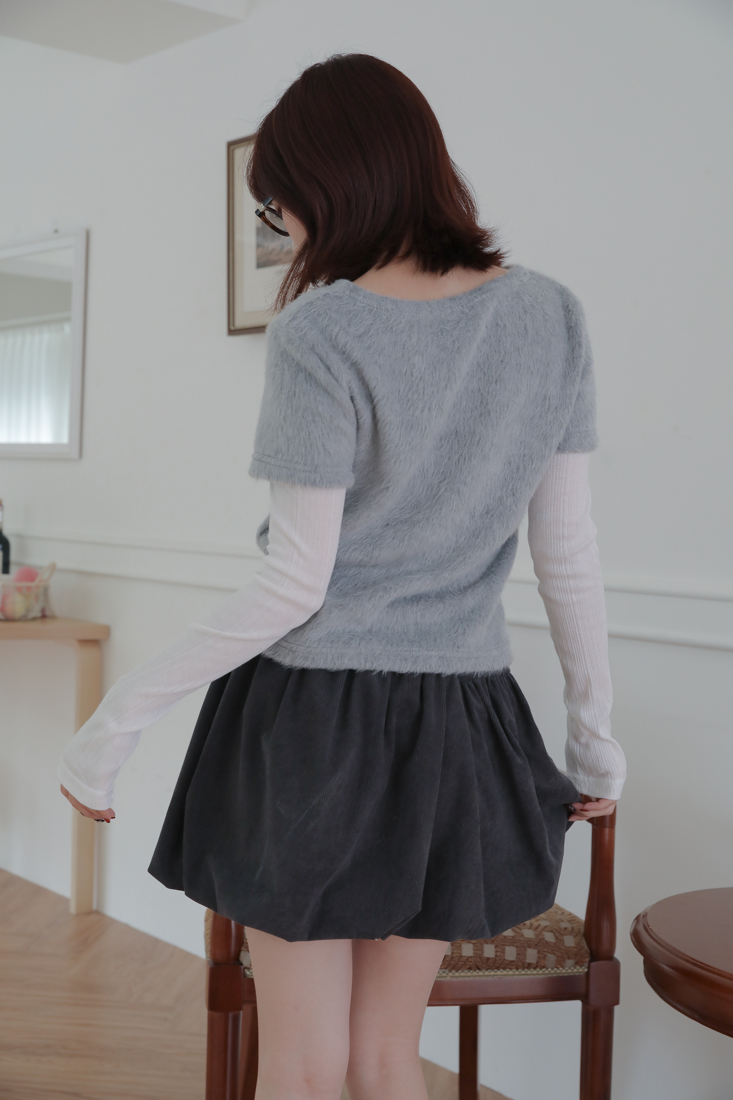 Fur Layered Tee #上衣