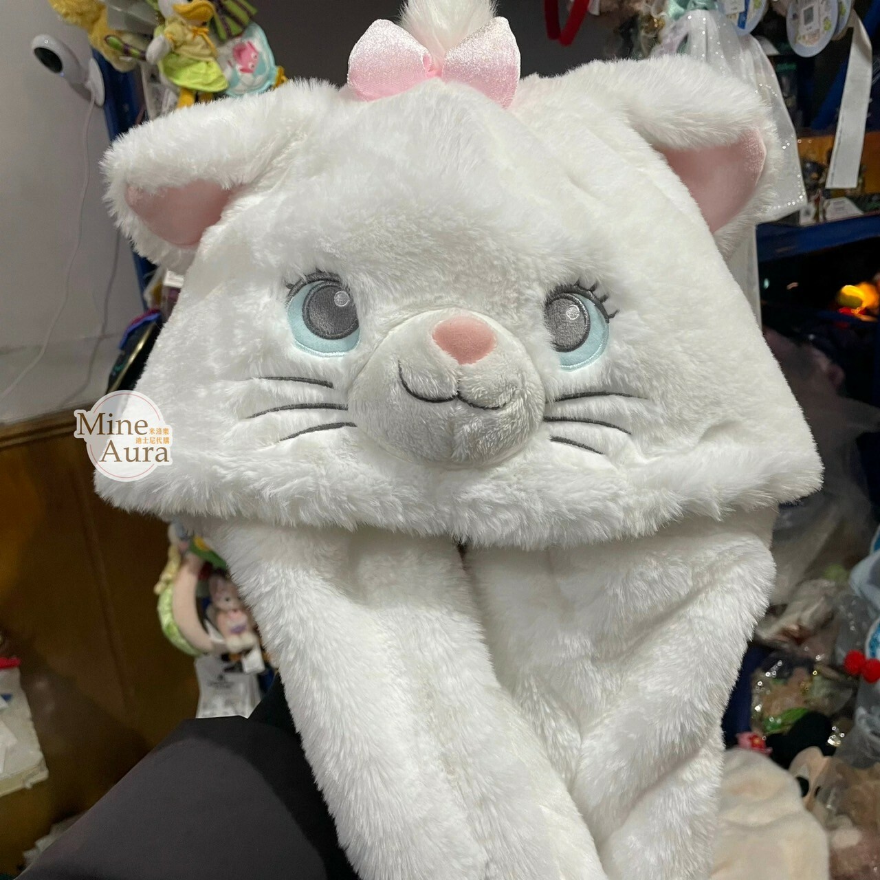 爪爪派對系列 瑪莉貓 Marie 絨毛大頭 造型 可動設計 頭套 保暖 帽子 貓兒歷險記 The Aristocats -上海迪士尼樂園