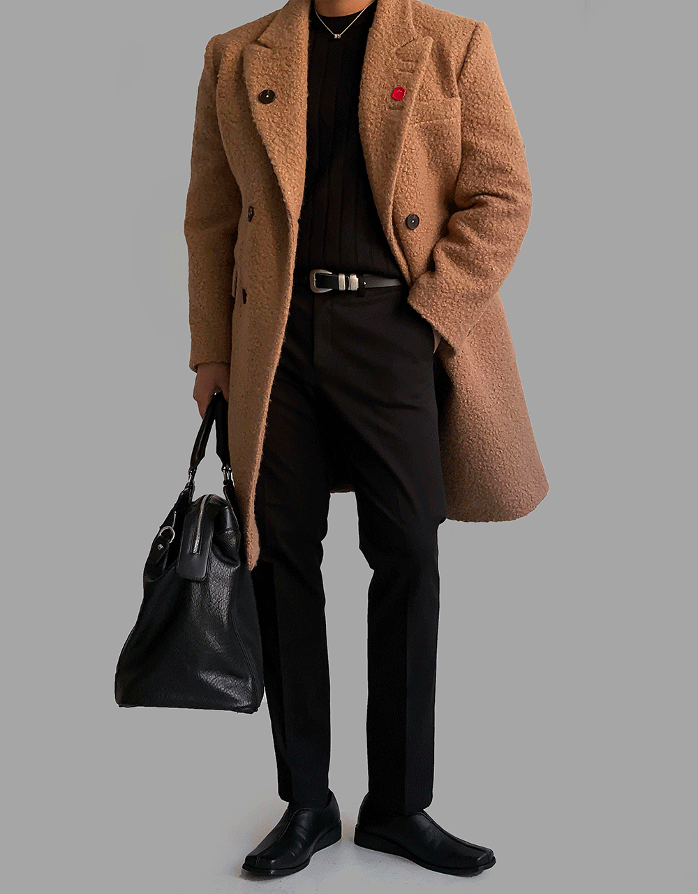 (韓國限時特價)高級80%羊毛羊駝雙排扣大衣