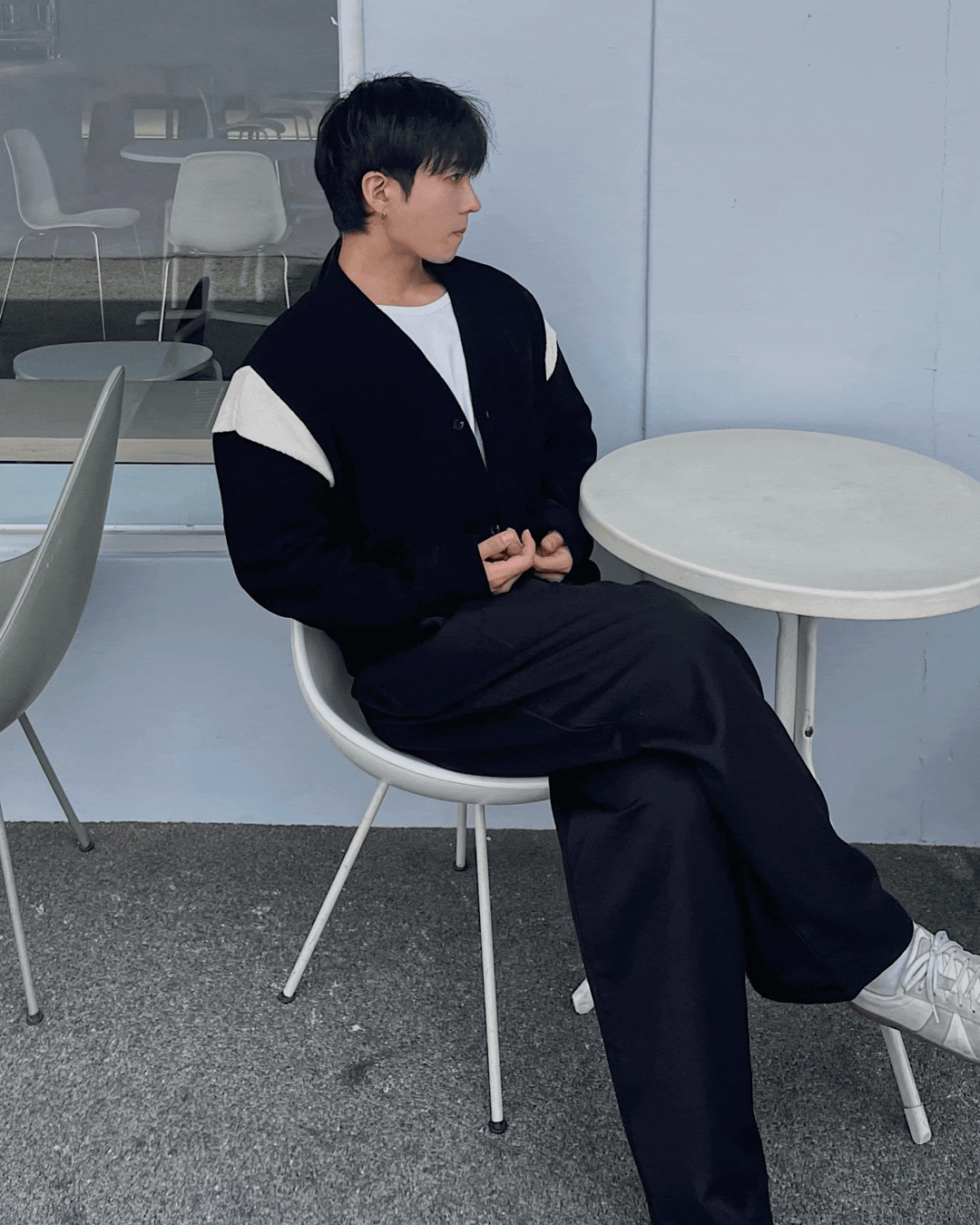 學院風繫帶針織開襟衫