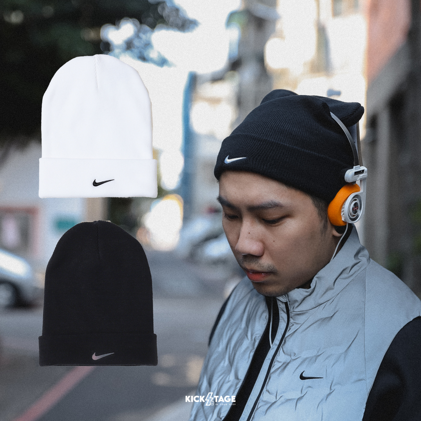 男女款 NIKE PEAK SWOOSH BEANIE 黑色 白色 針織 刺繡小LOGO 反摺 毛帽【HF0187】