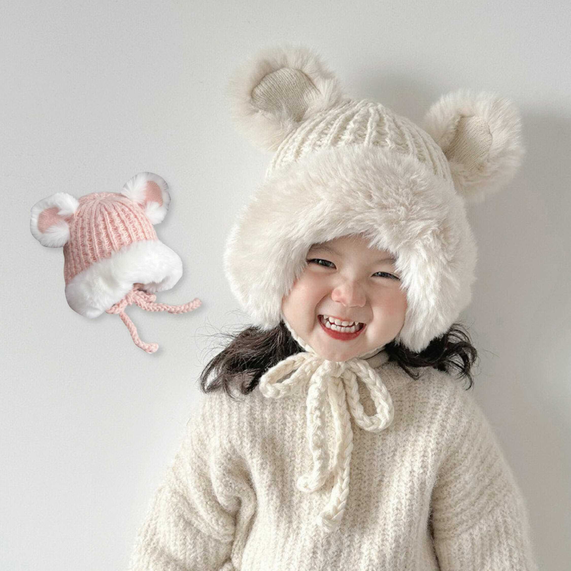 【JA1465】立體毛毛耳朵內刷毛針織保暖毛帽