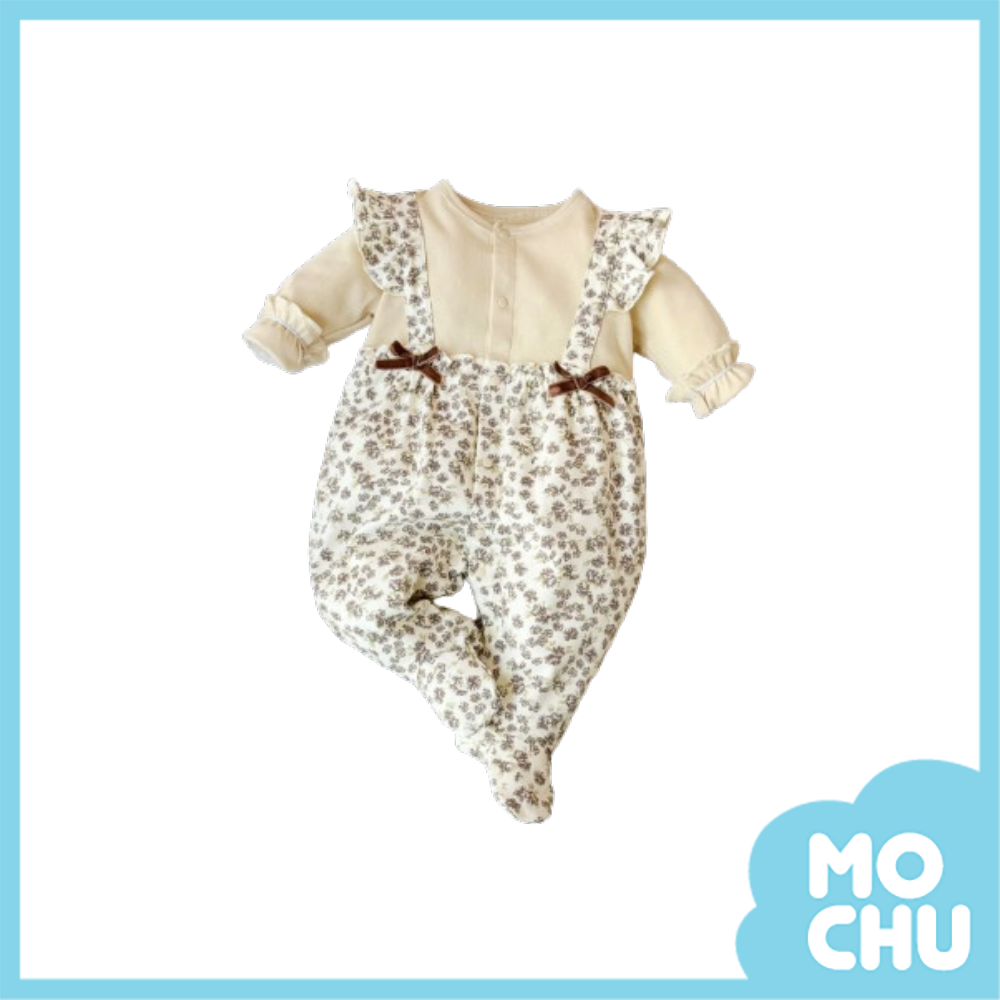 奶茶小碎花包腳連身衣