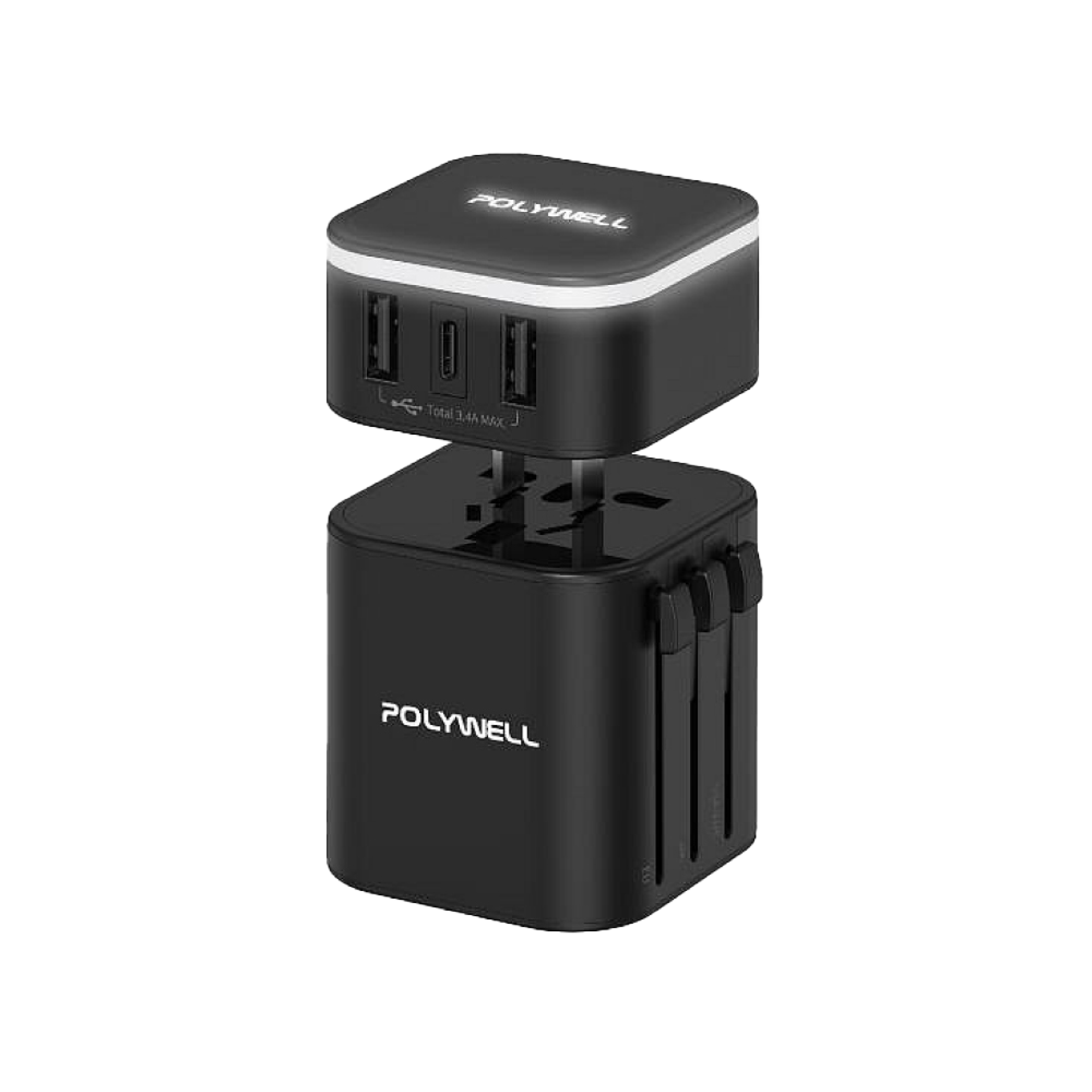 【POLYWELL】多國旅行充電器 Type-C+雙USB