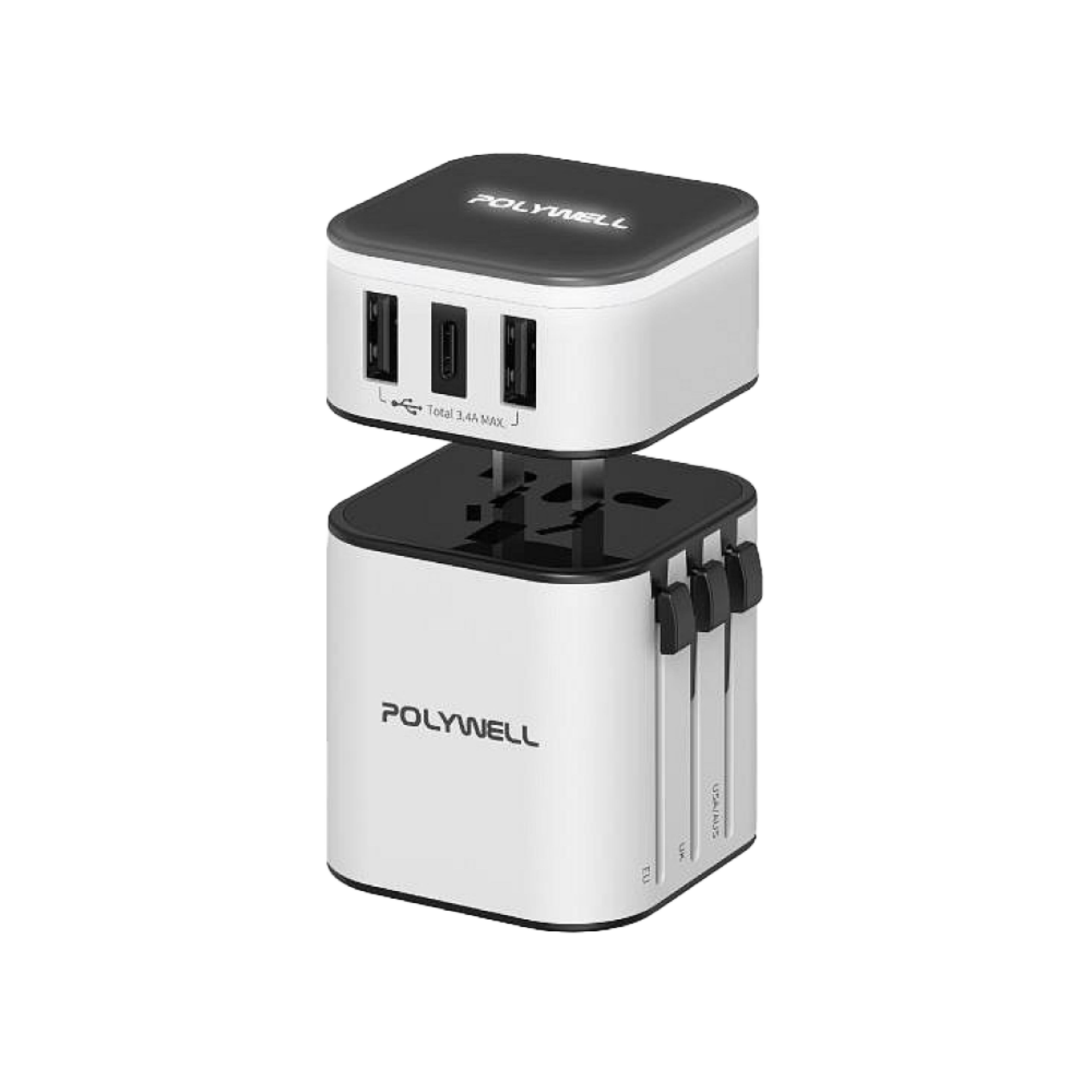 【POLYWELL】多國旅行充電器 Type-C+雙USB