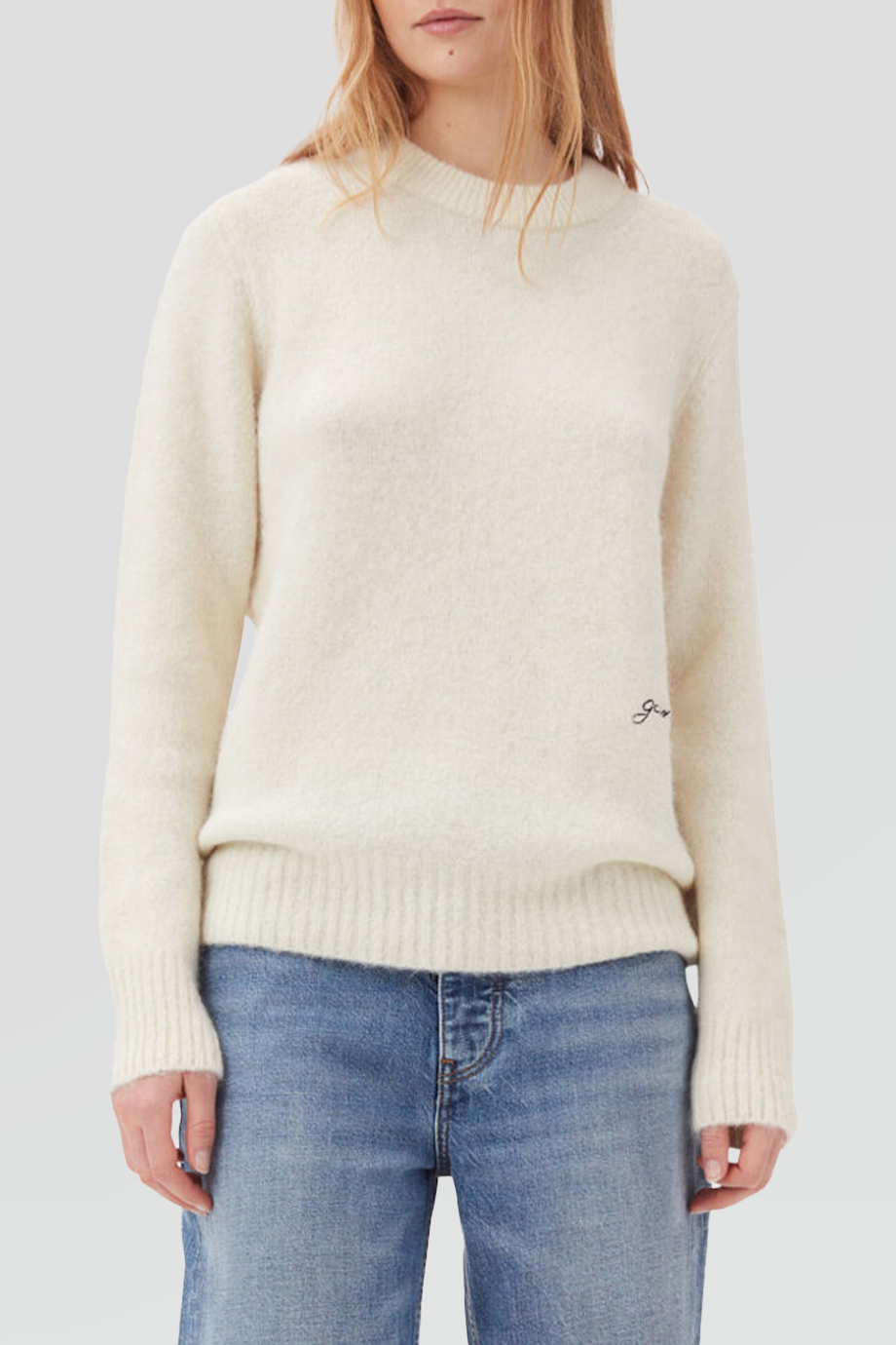 GANNI｜BRUSHED 刺繡LOGO針織上衣