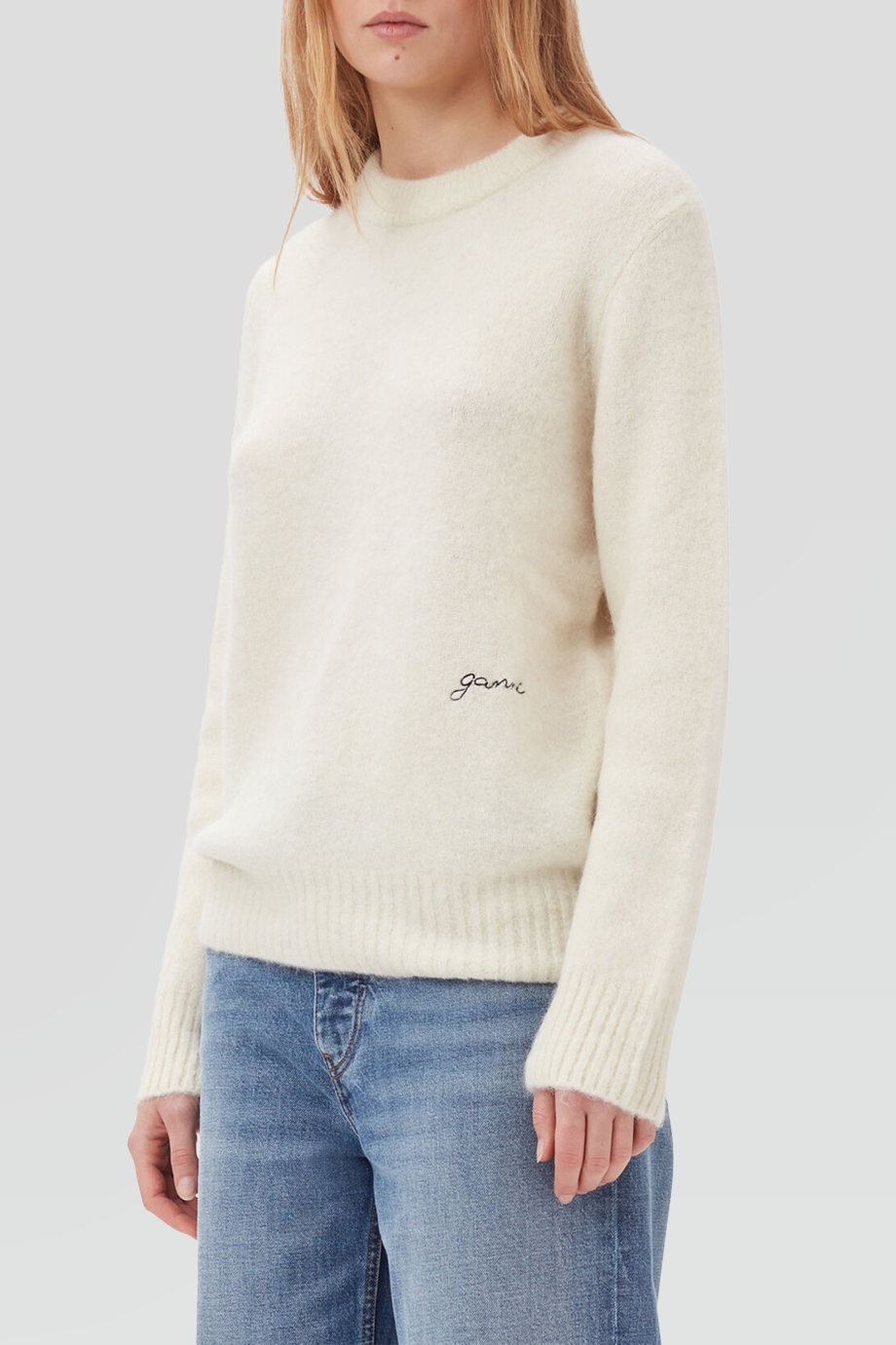 GANNI｜BRUSHED 刺繡LOGO針織上衣