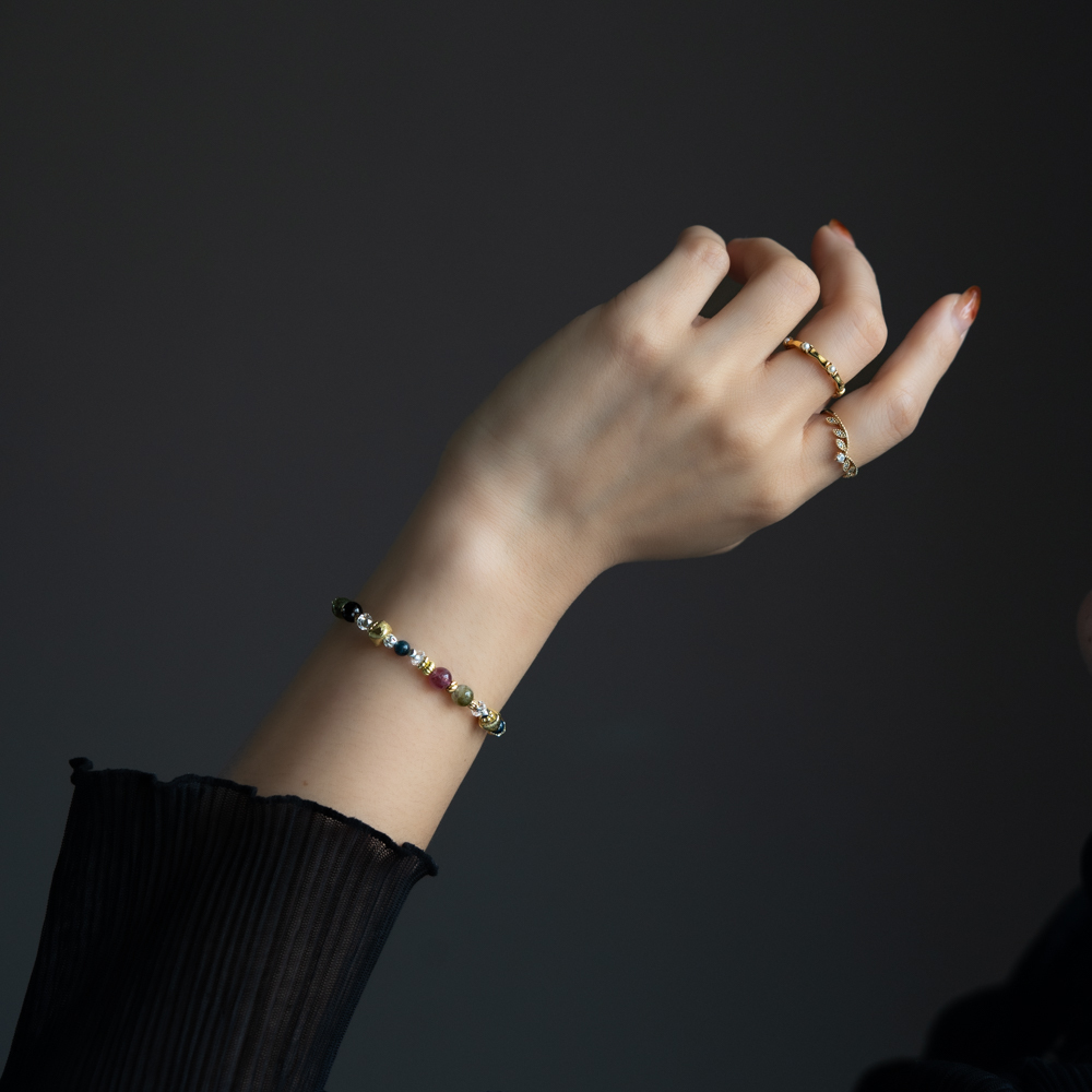 繽紛歲月｜碧璽合成白水晶手鍊 C1671