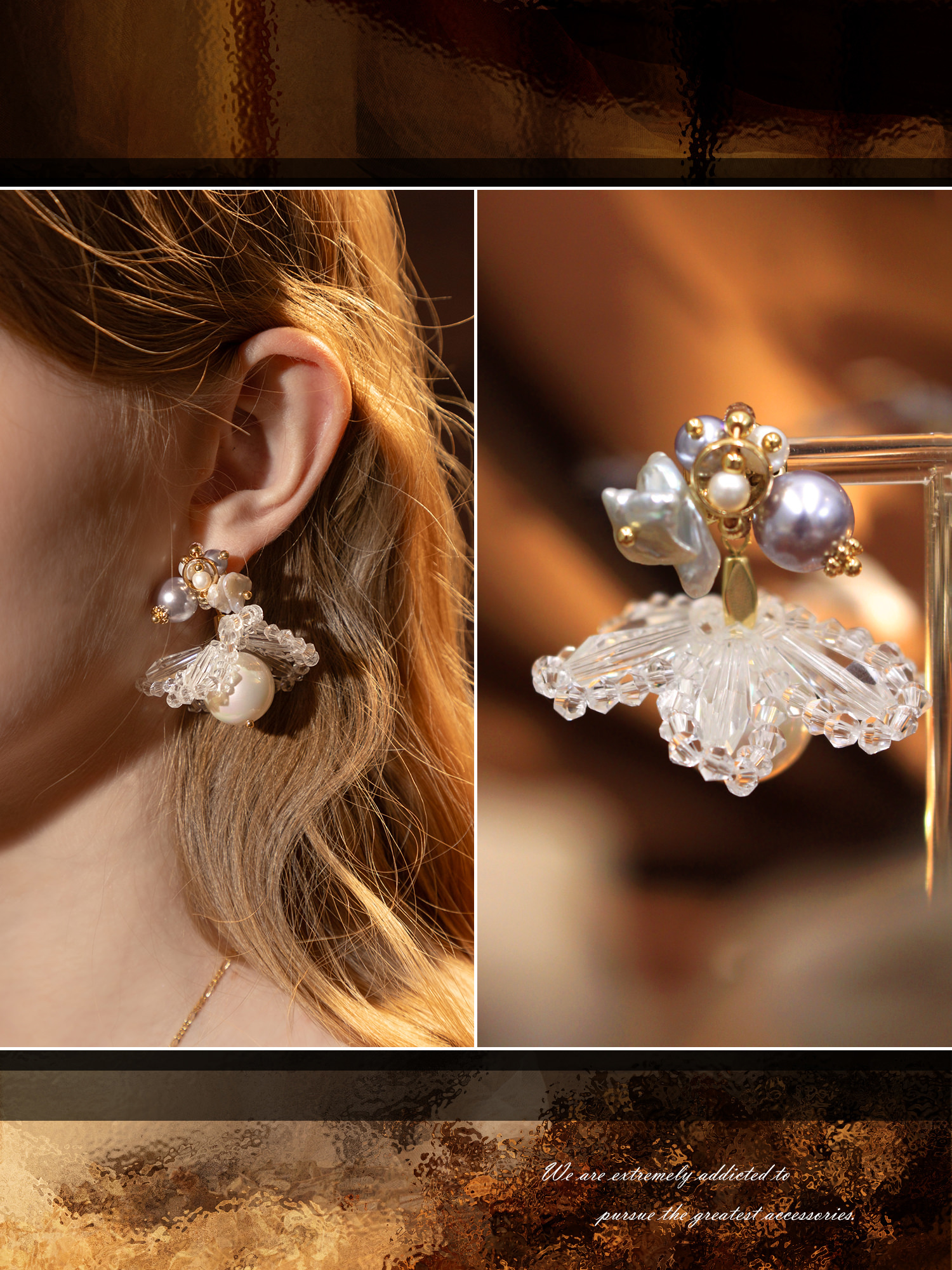 瑪伊演員夢。(2way)MUCHAT手作14KGP施華洛珍珠雪花純銀針耳環