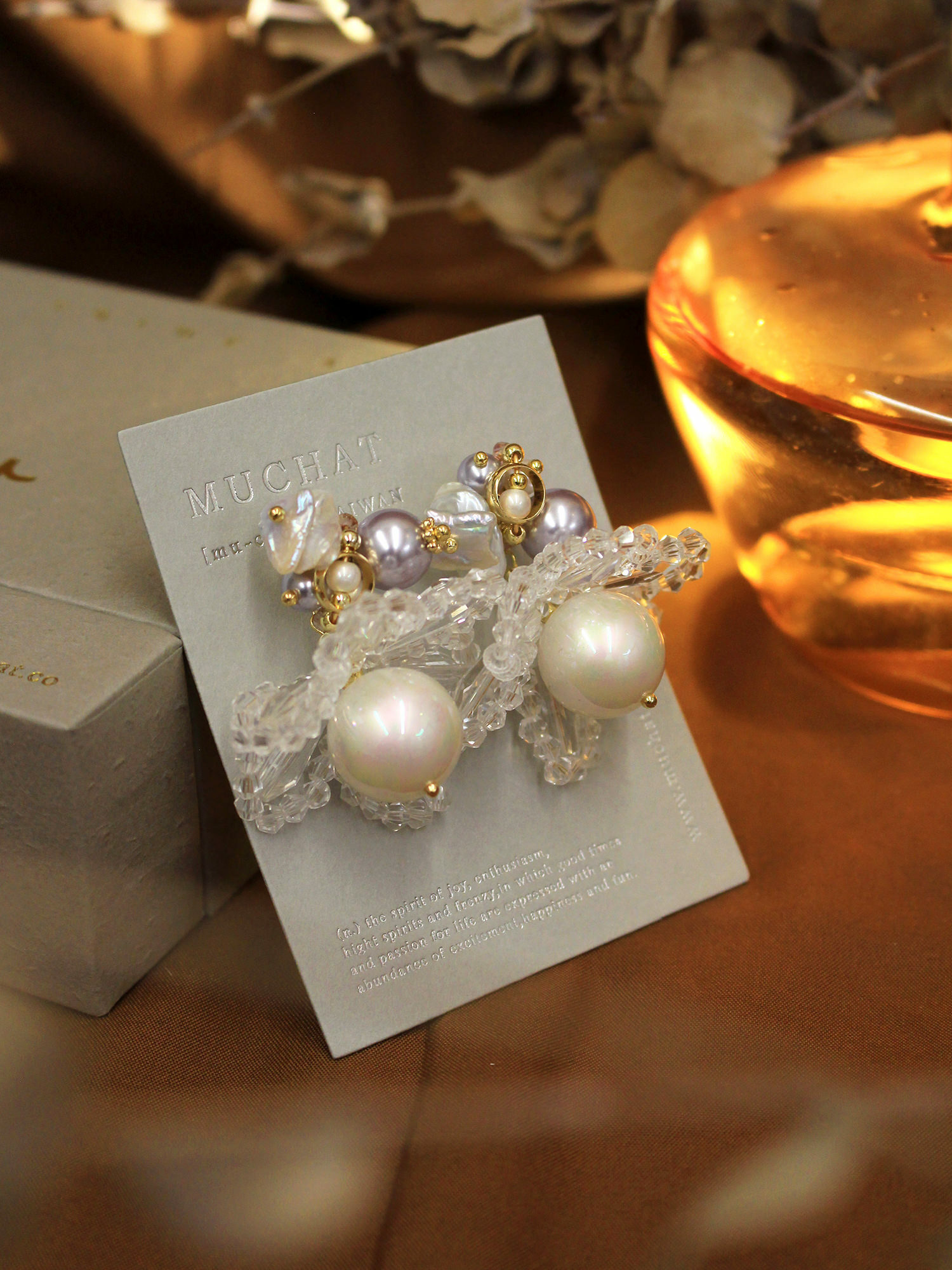 瑪伊演員夢。(2way)MUCHAT手作14KGP施華洛珍珠雪花純銀針耳環