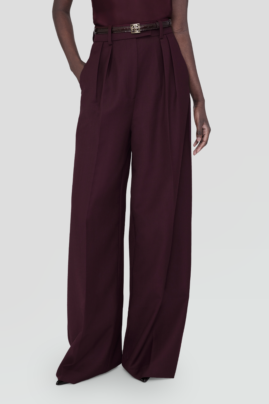 Anine Bing｜LOU 高腰雙褶西裝寬褲